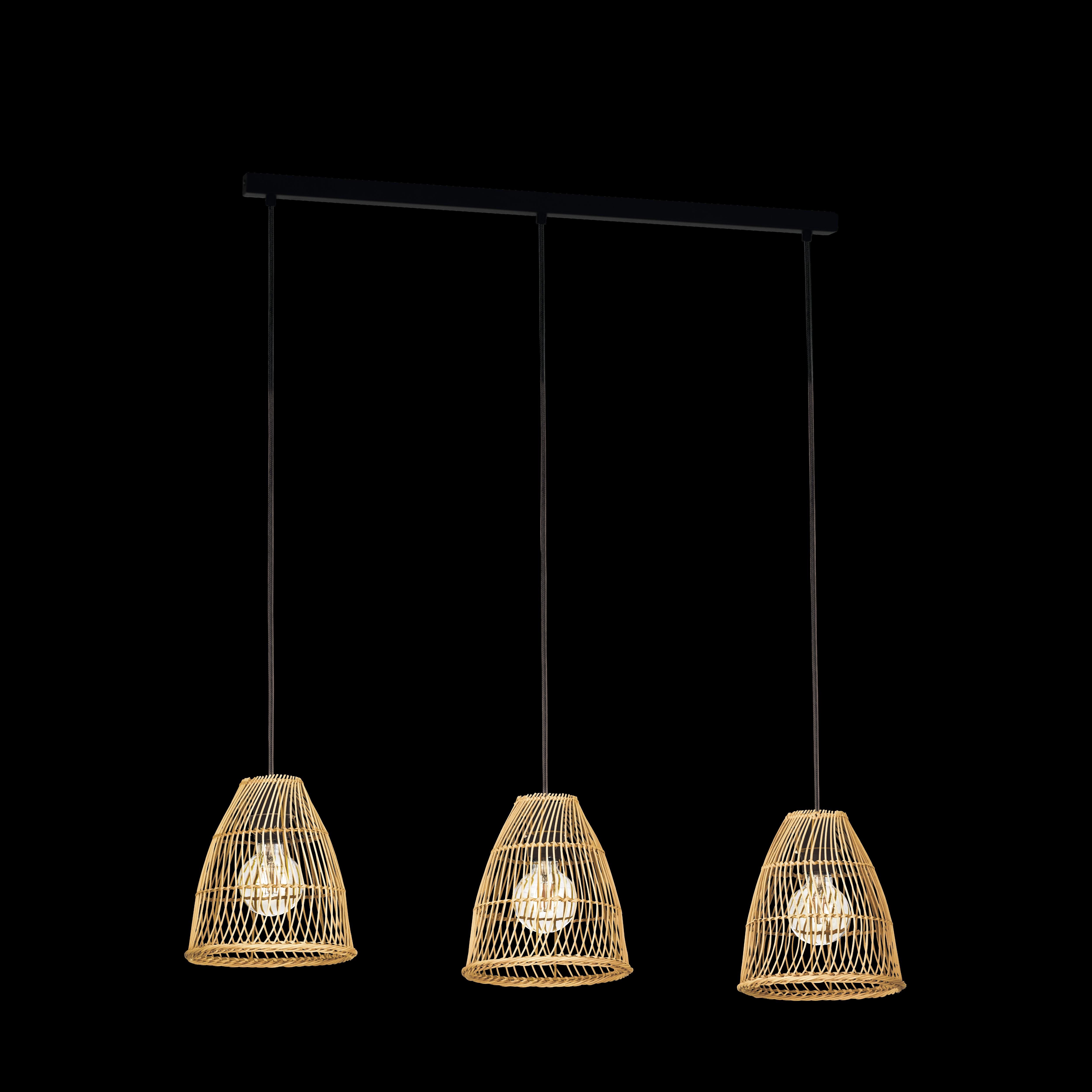 eglo ayesgarth 3 light rattan wicker lamp shade ceiling pendant living room image