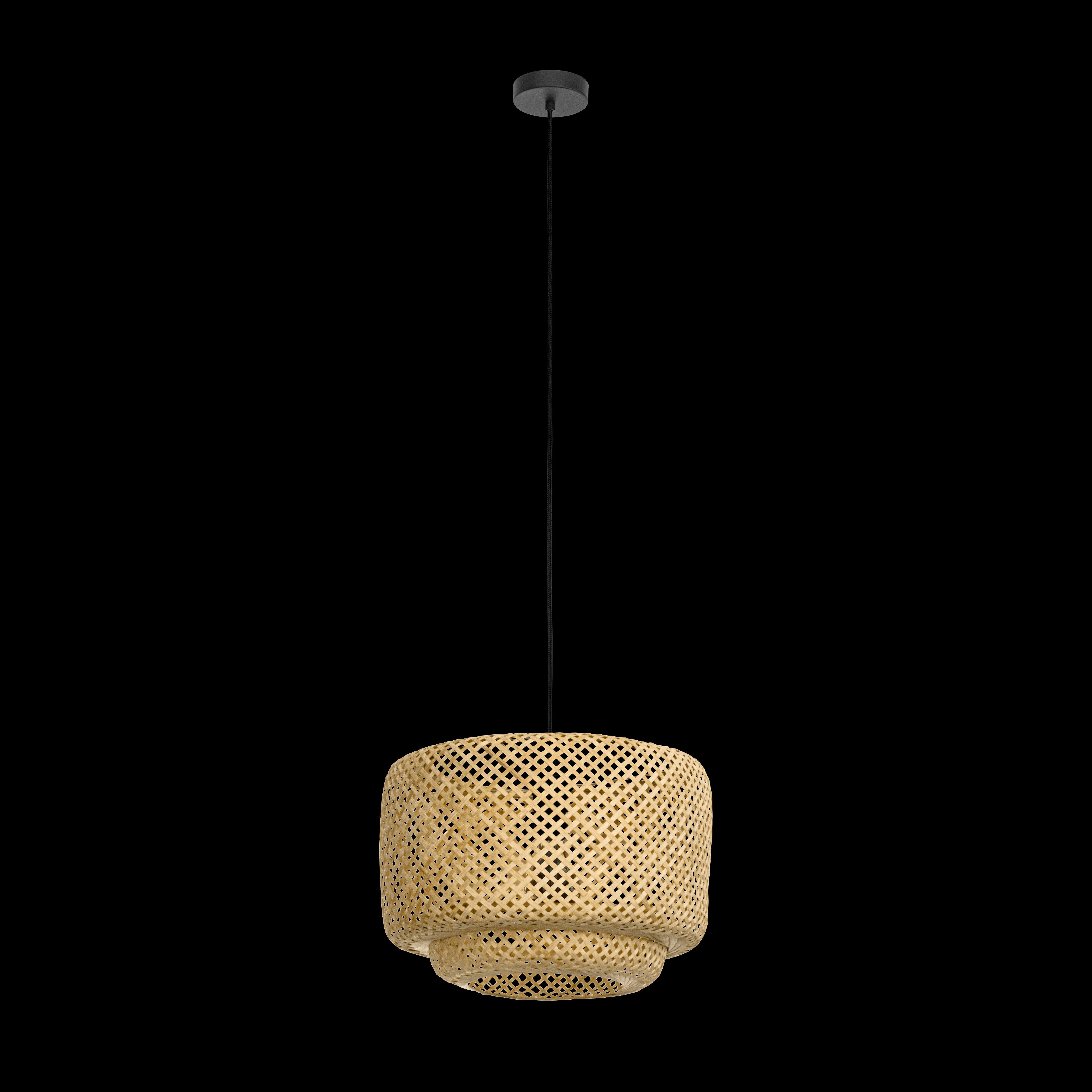 eglo hettonle rattan wicker ceiling pendant living room close up