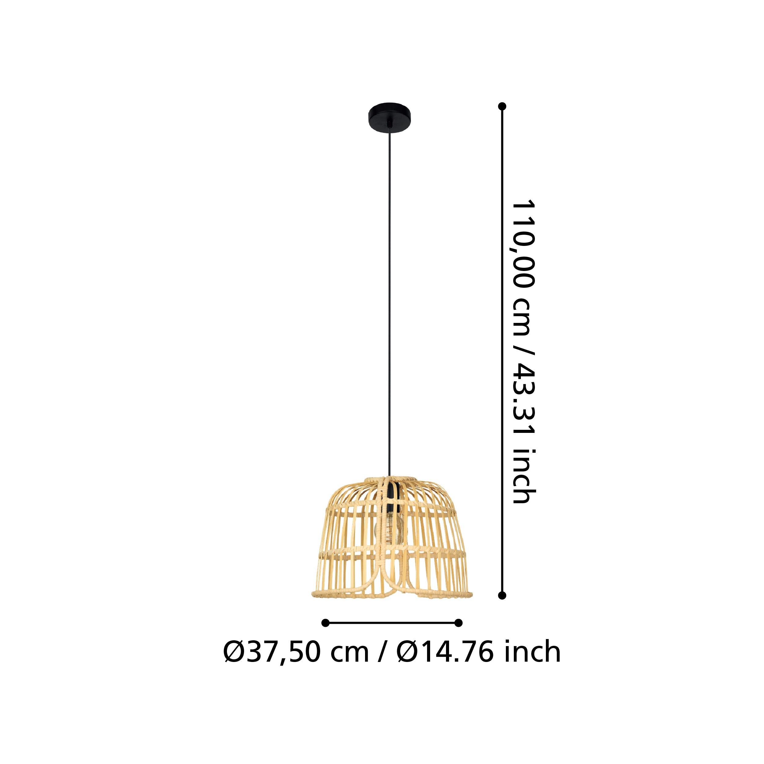 eglo glyneath rattan wicker ceiling pendant living room close up