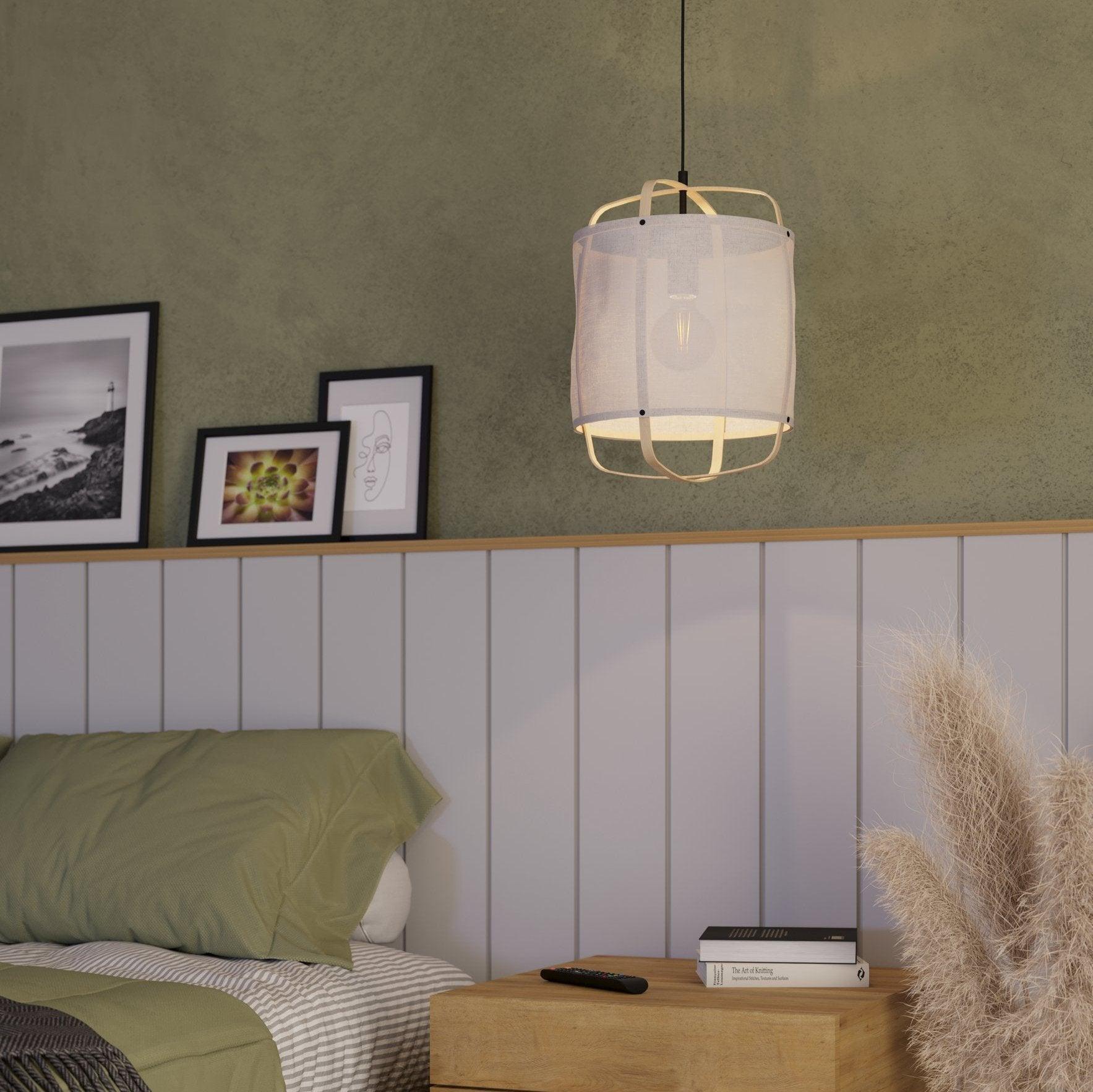 eglo surfleet fabric wood ceiling pendant