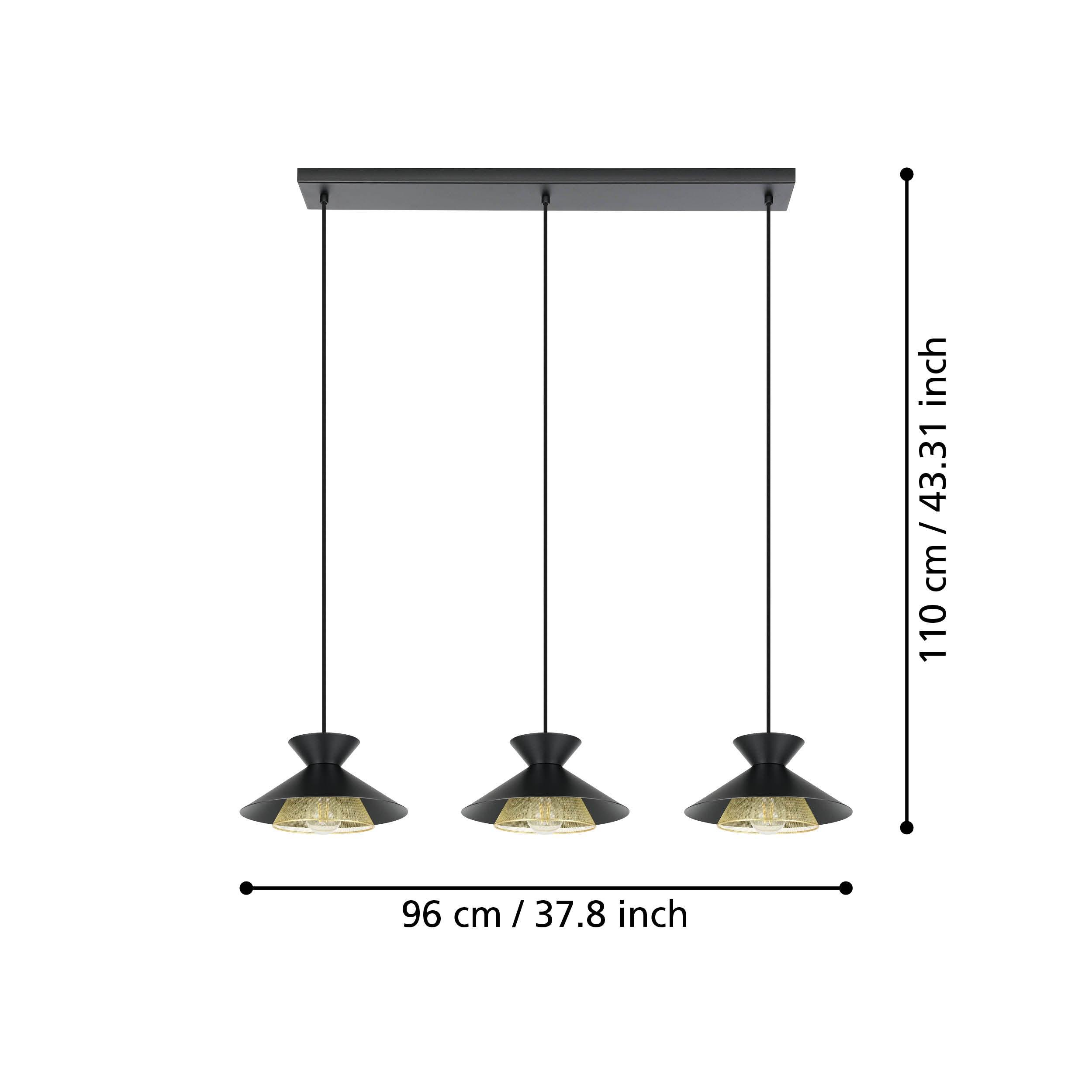 eglo grizedale 3 light black brass japanese inspired ceiling pendant Kitchen Lighting Close Up