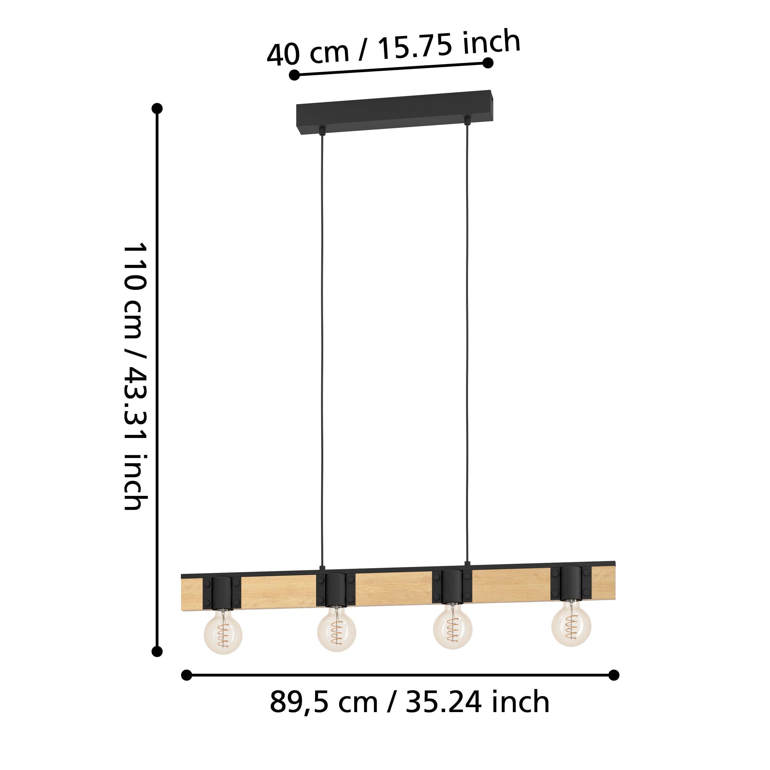 eglo bailrigg black wood bar ceiling pendant living room close up