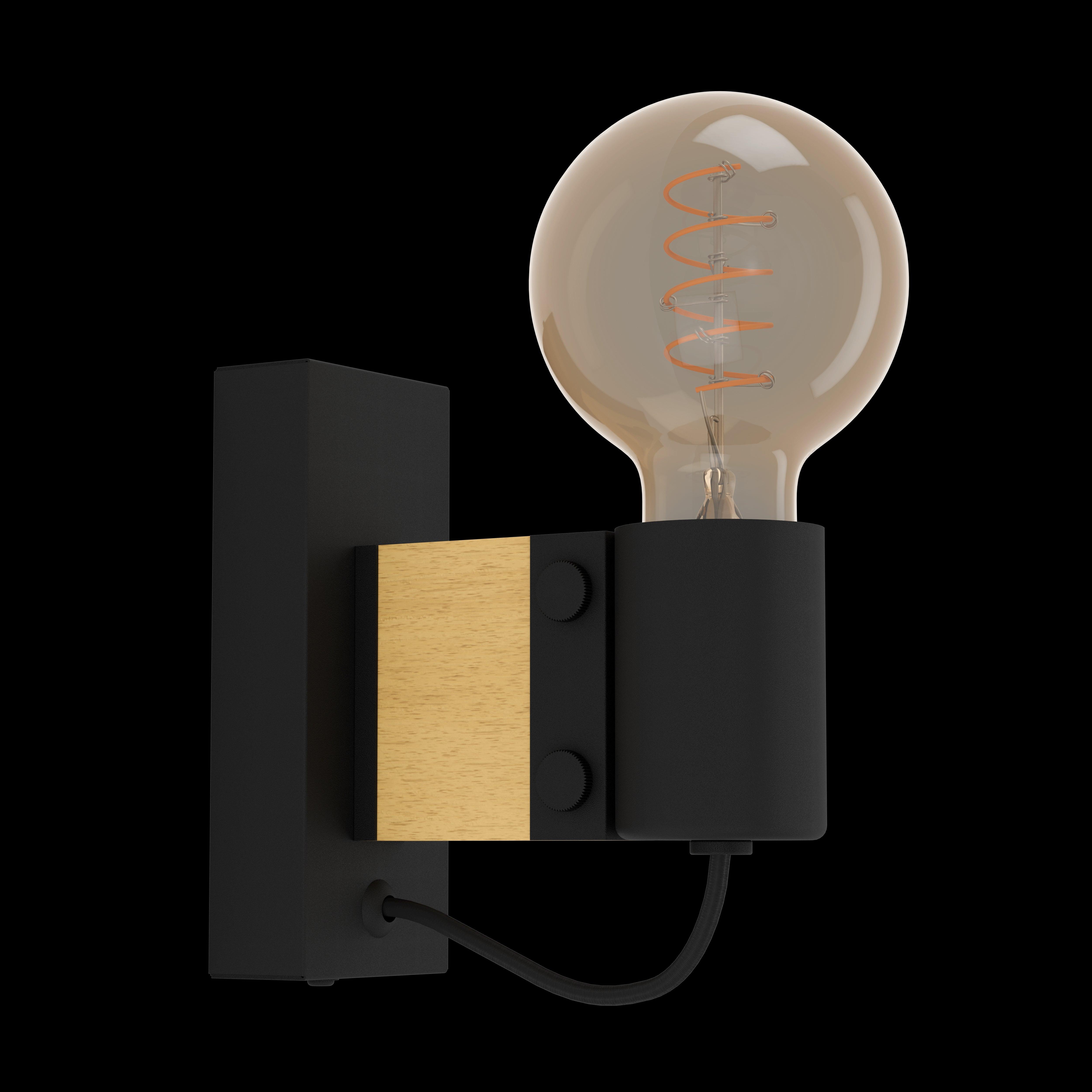 eglo bailrigg black wood wall light living room image
