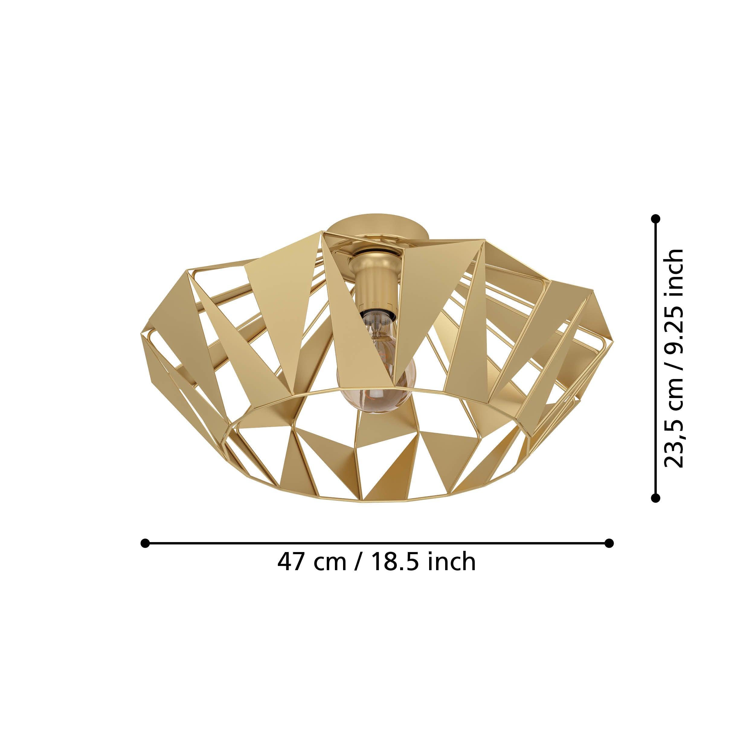 eglo carlton gold flush ceiling light living room close up