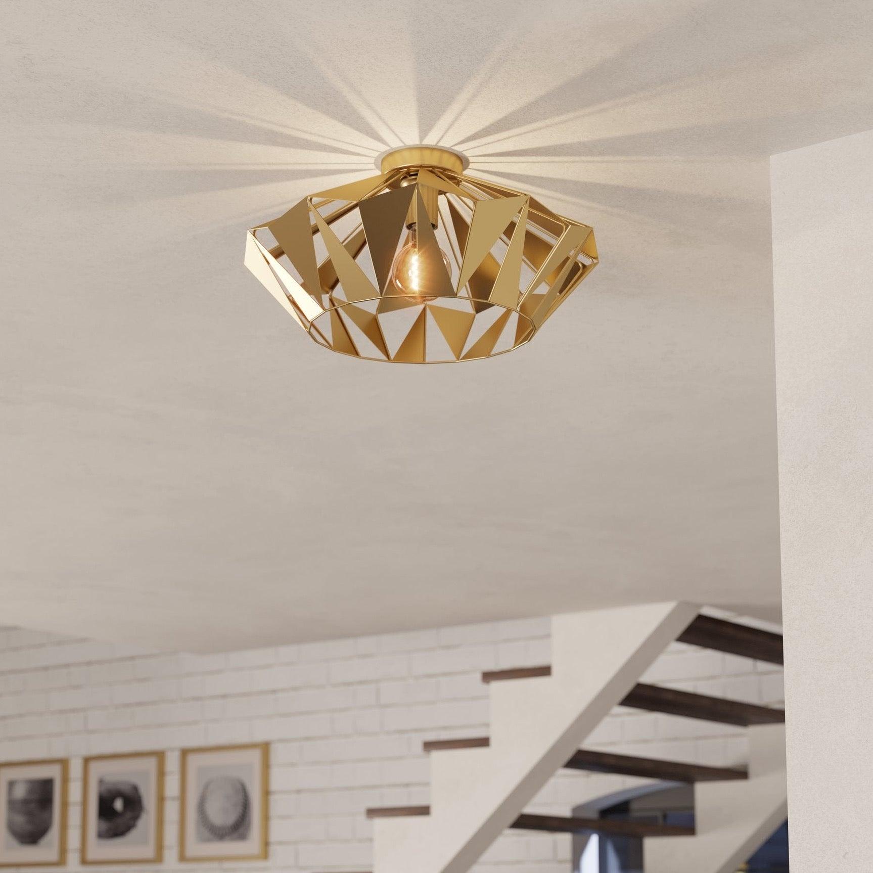 eglo carlton gold flush ceiling light