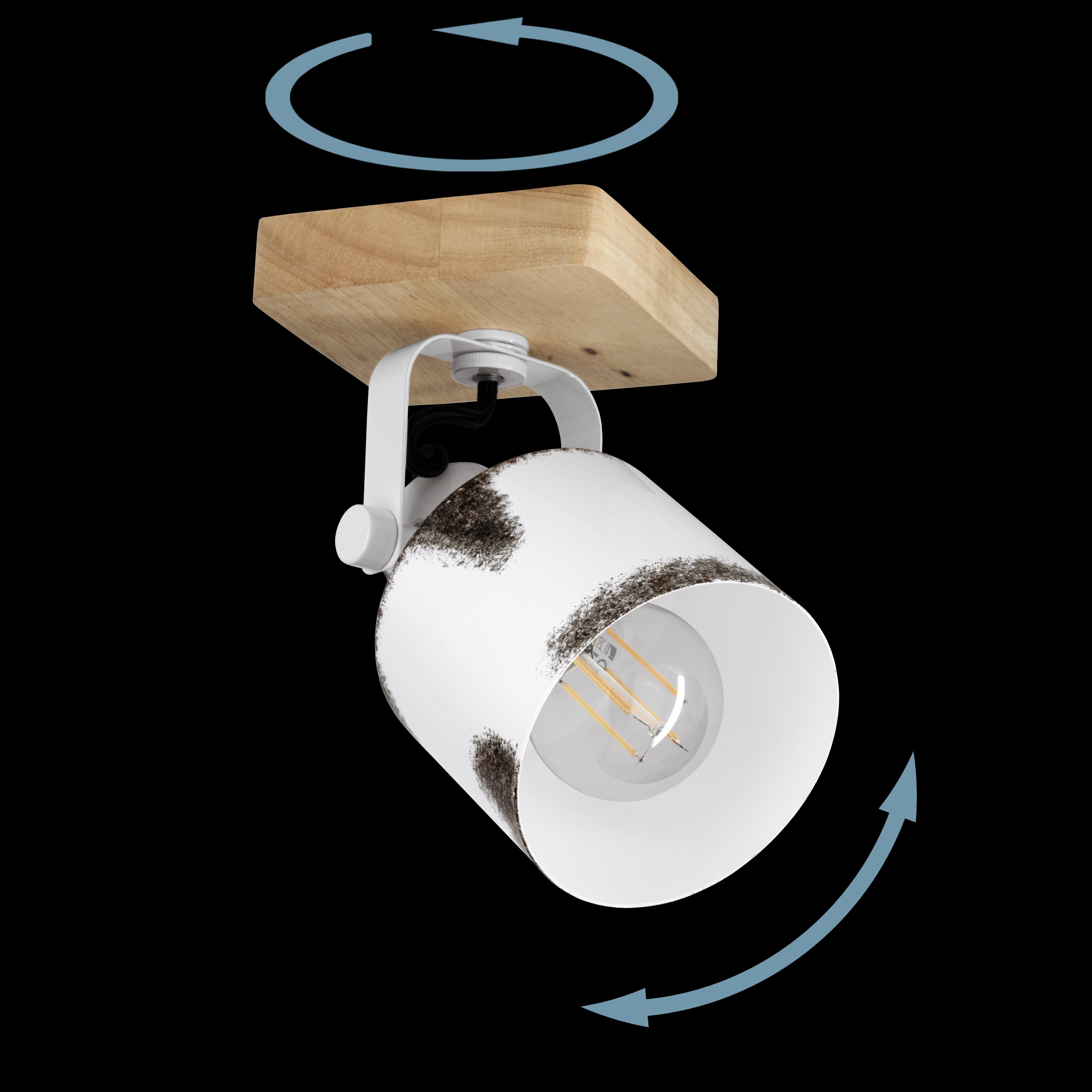 eglo kilburn wood white wall spotlight living room close up
