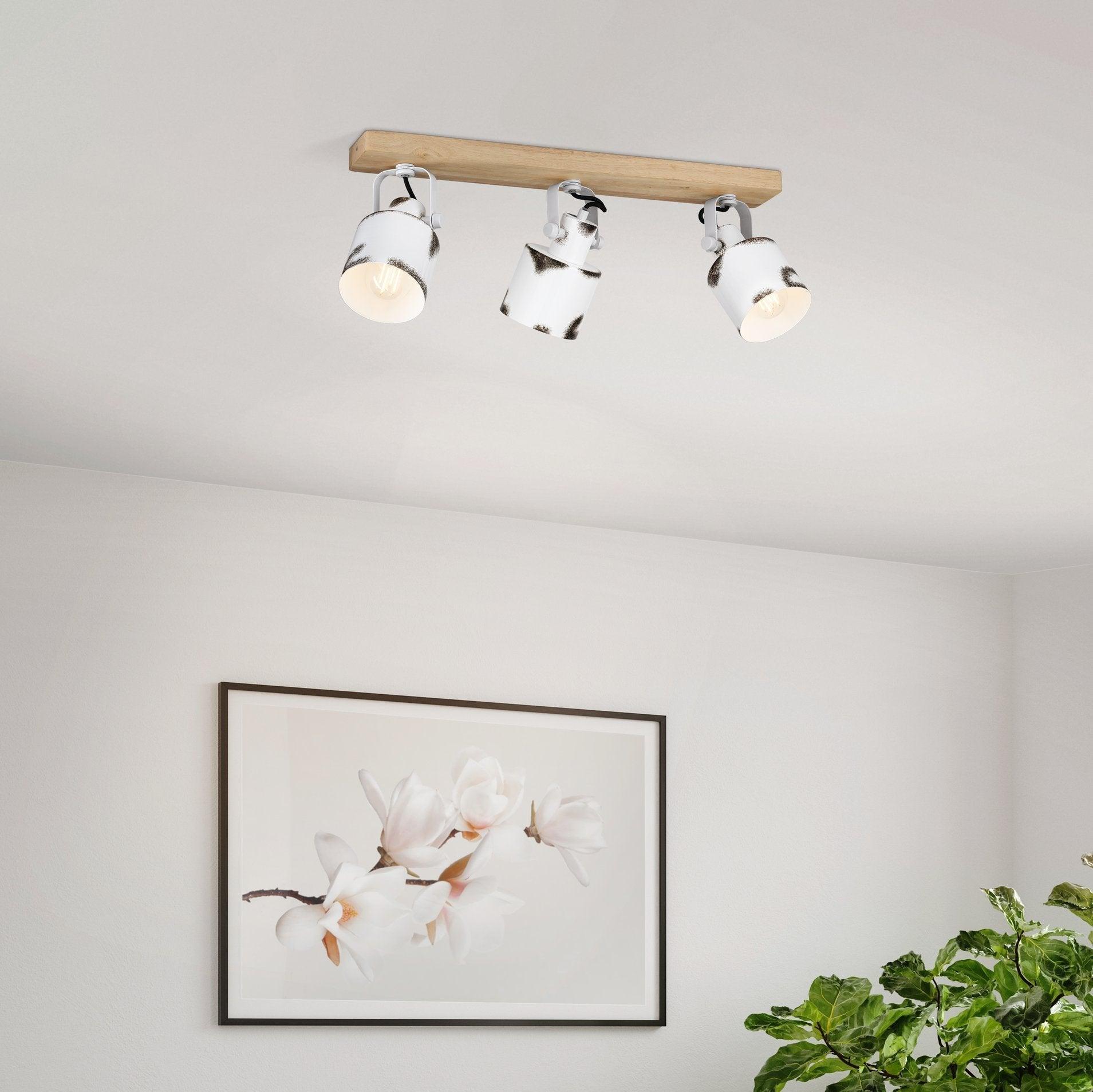 eglo kilburn wood white 3 light bar spotlight