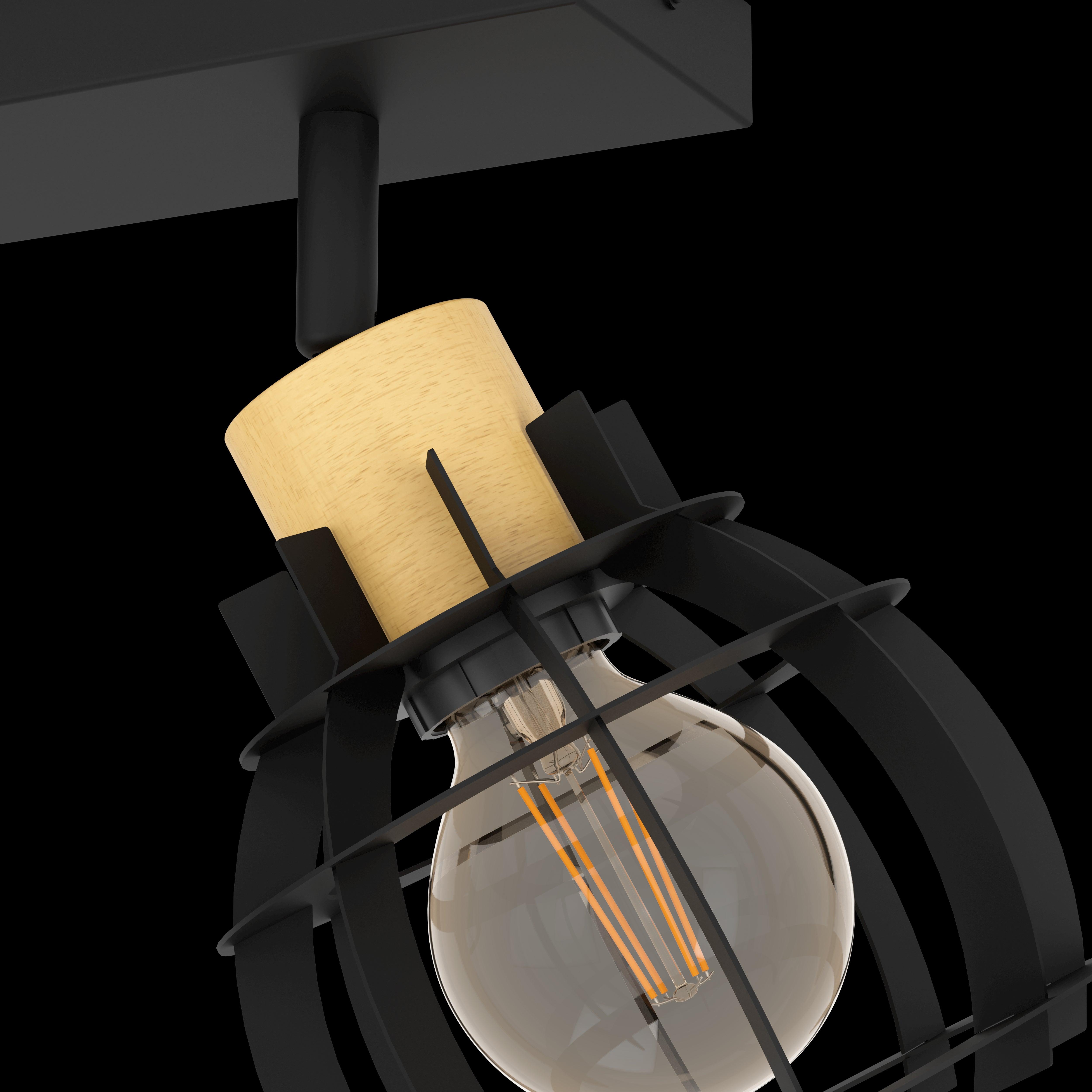 eglo stillington 1 wood black 2 light bar spotlight hallway lighting 