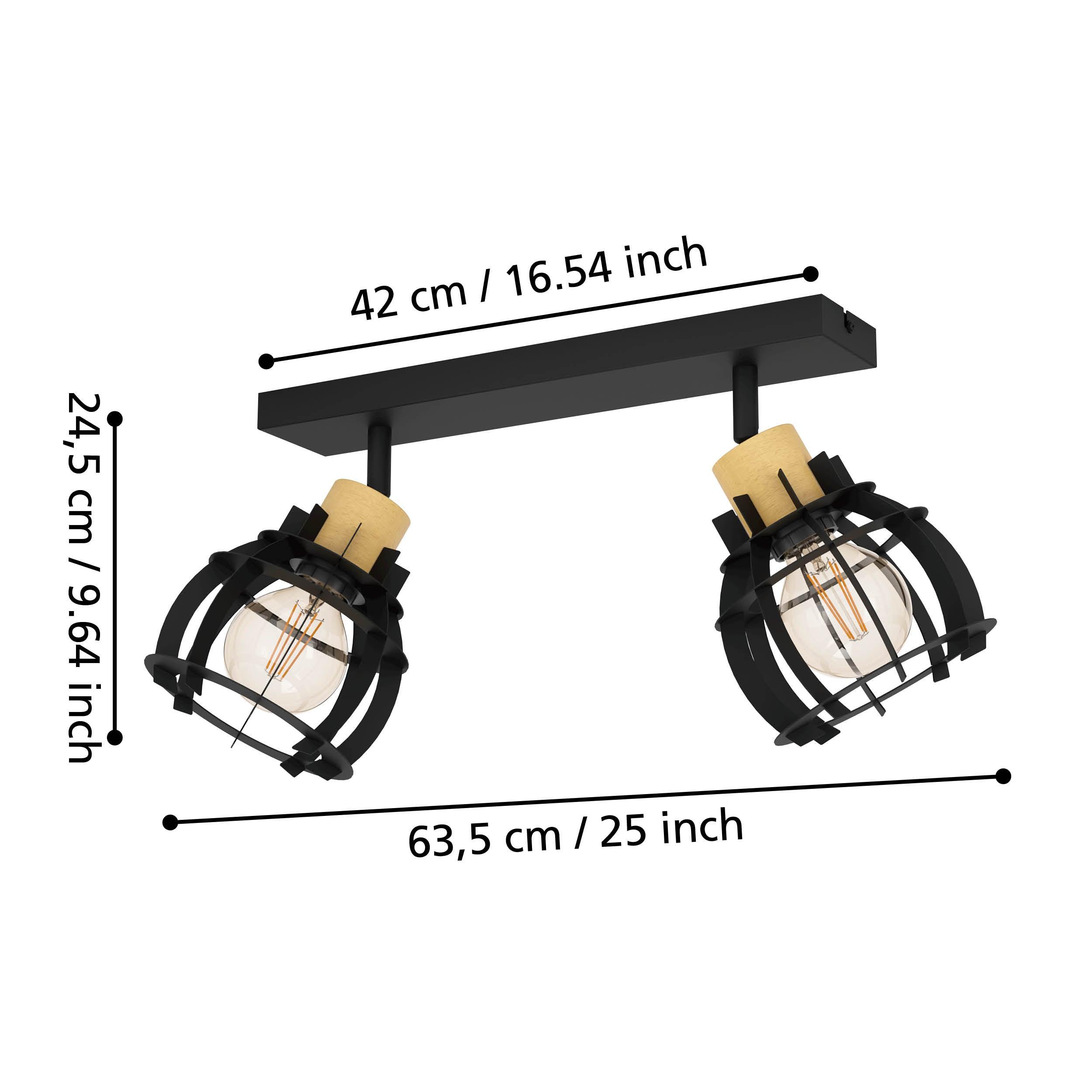 eglo stillington 1 wood black 2 light bar spotlight kitchen lighting 
