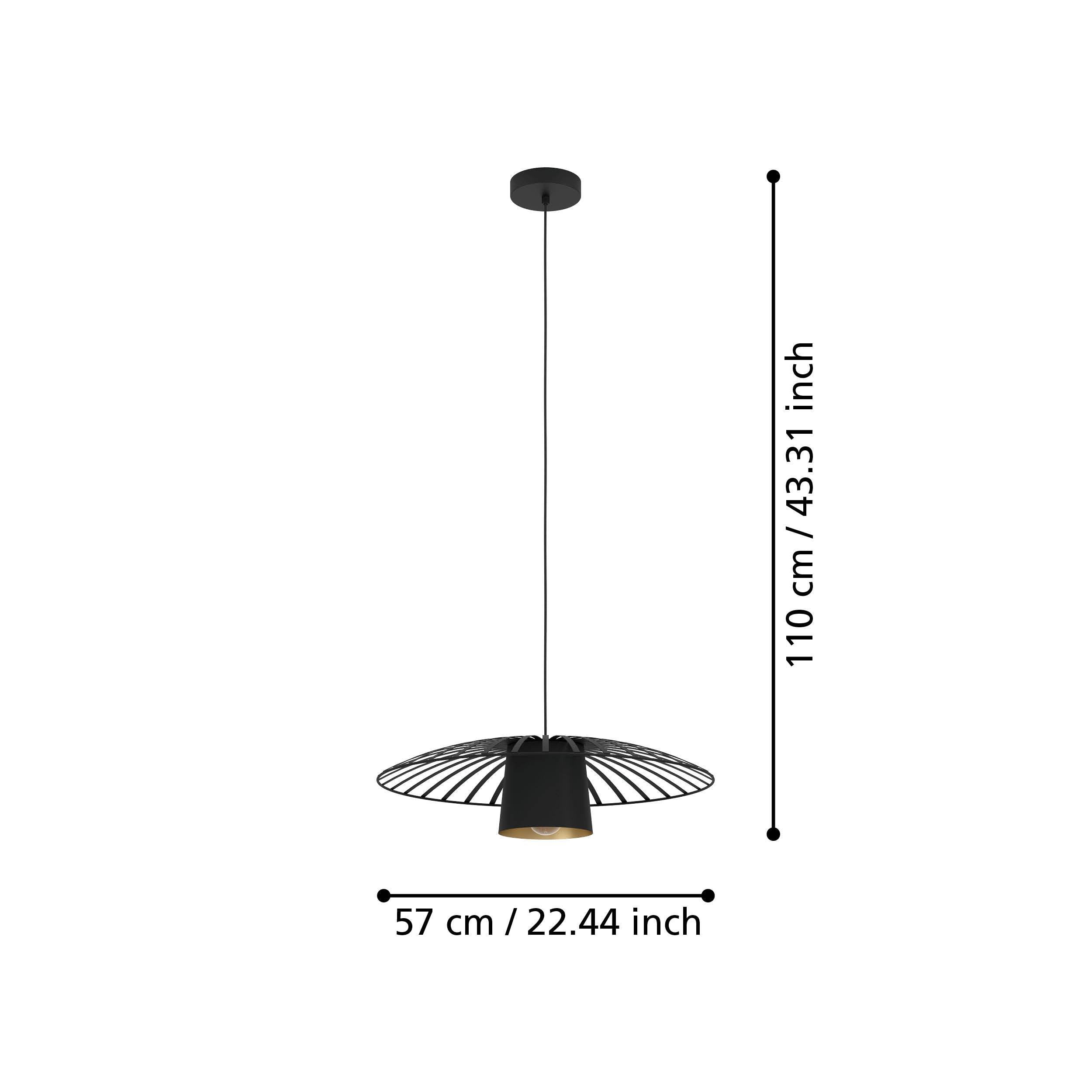 eglo felixkirk black gold metal ceiling pendant living room close up