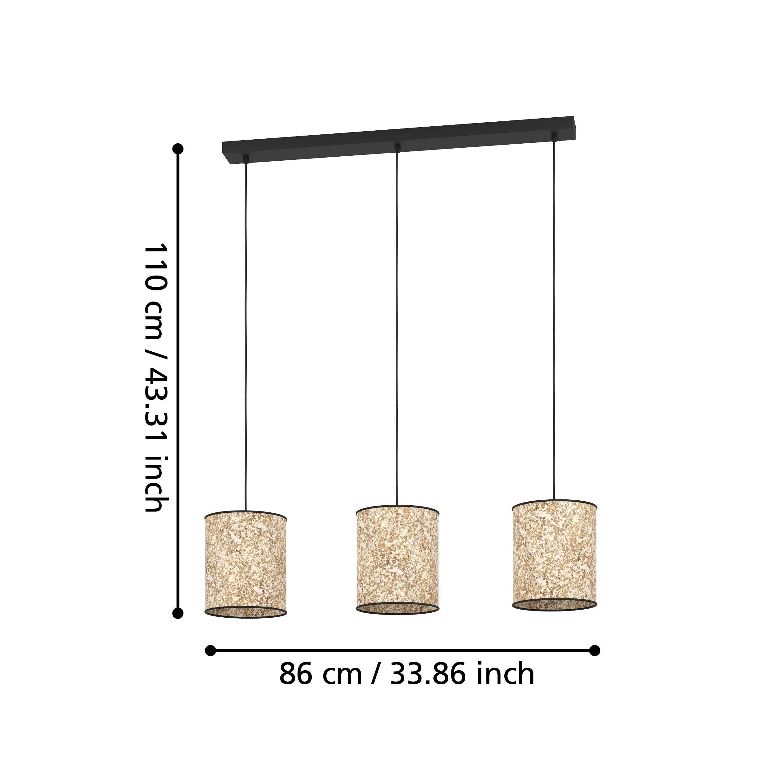 eglo butterburn 3 light birch leave fabric ceiling pendant living room close up