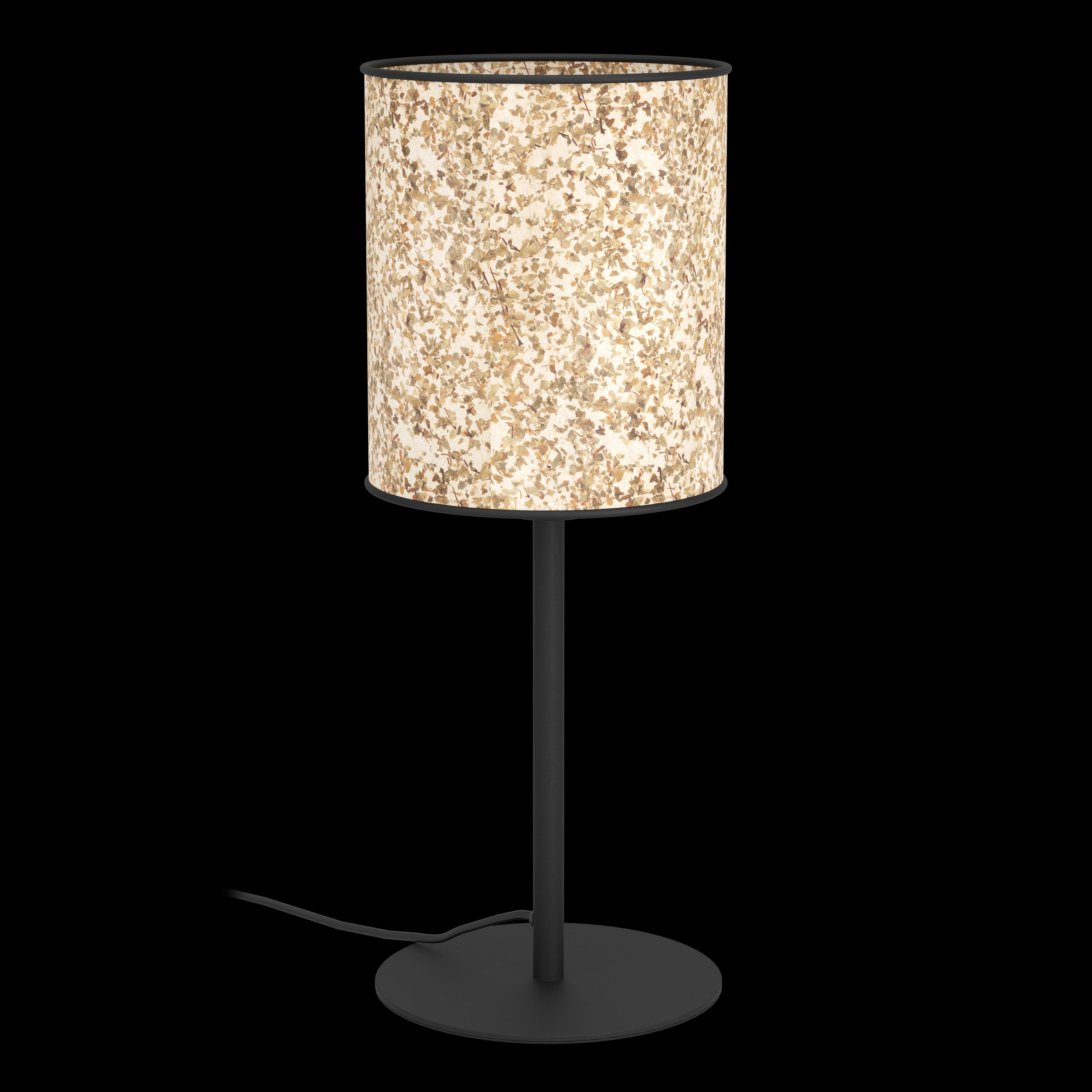 eglo butterburn black metal birch leave fabric table lamp living room close up