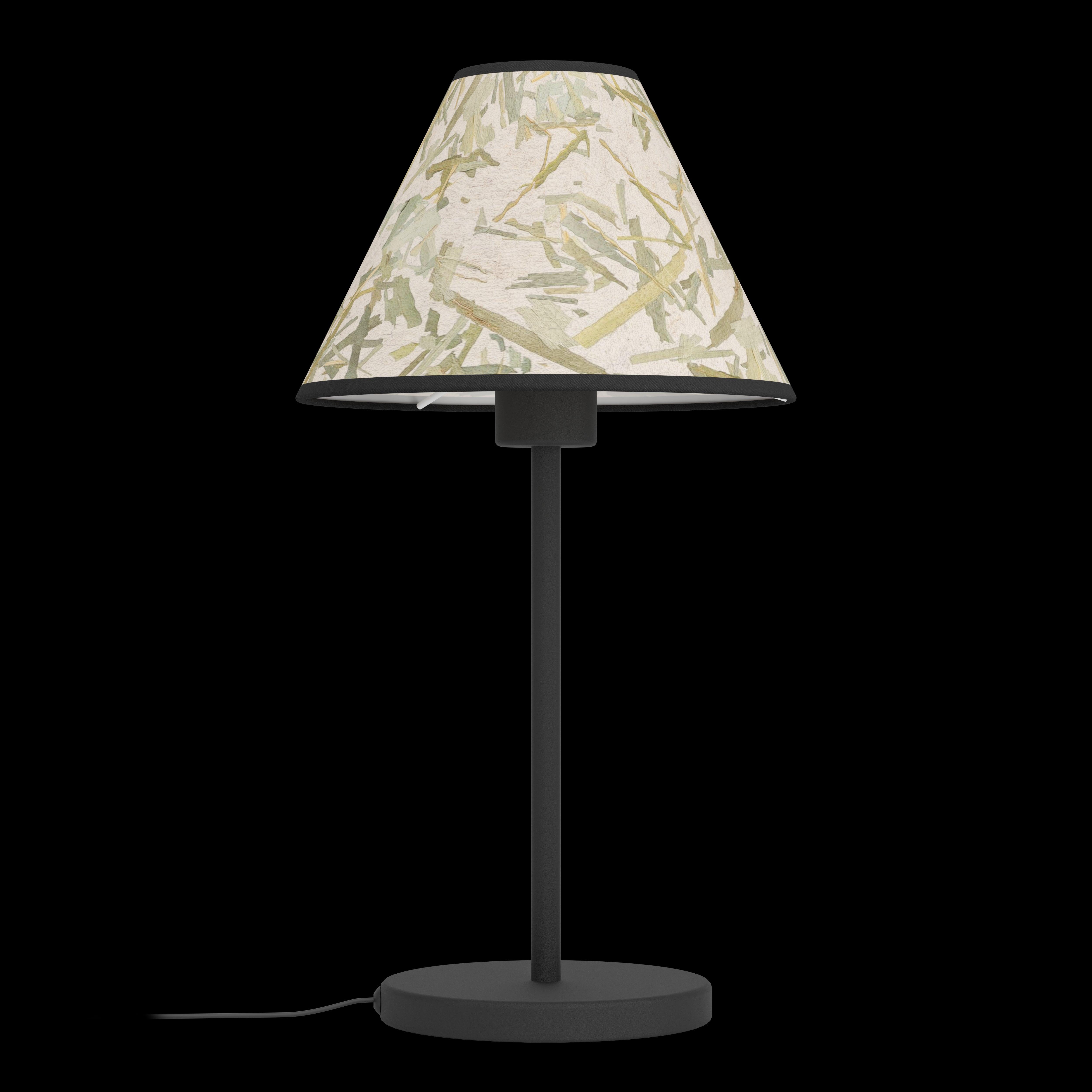 eglo oxpark black metal table lamp funnel shaped fabric shade living room image