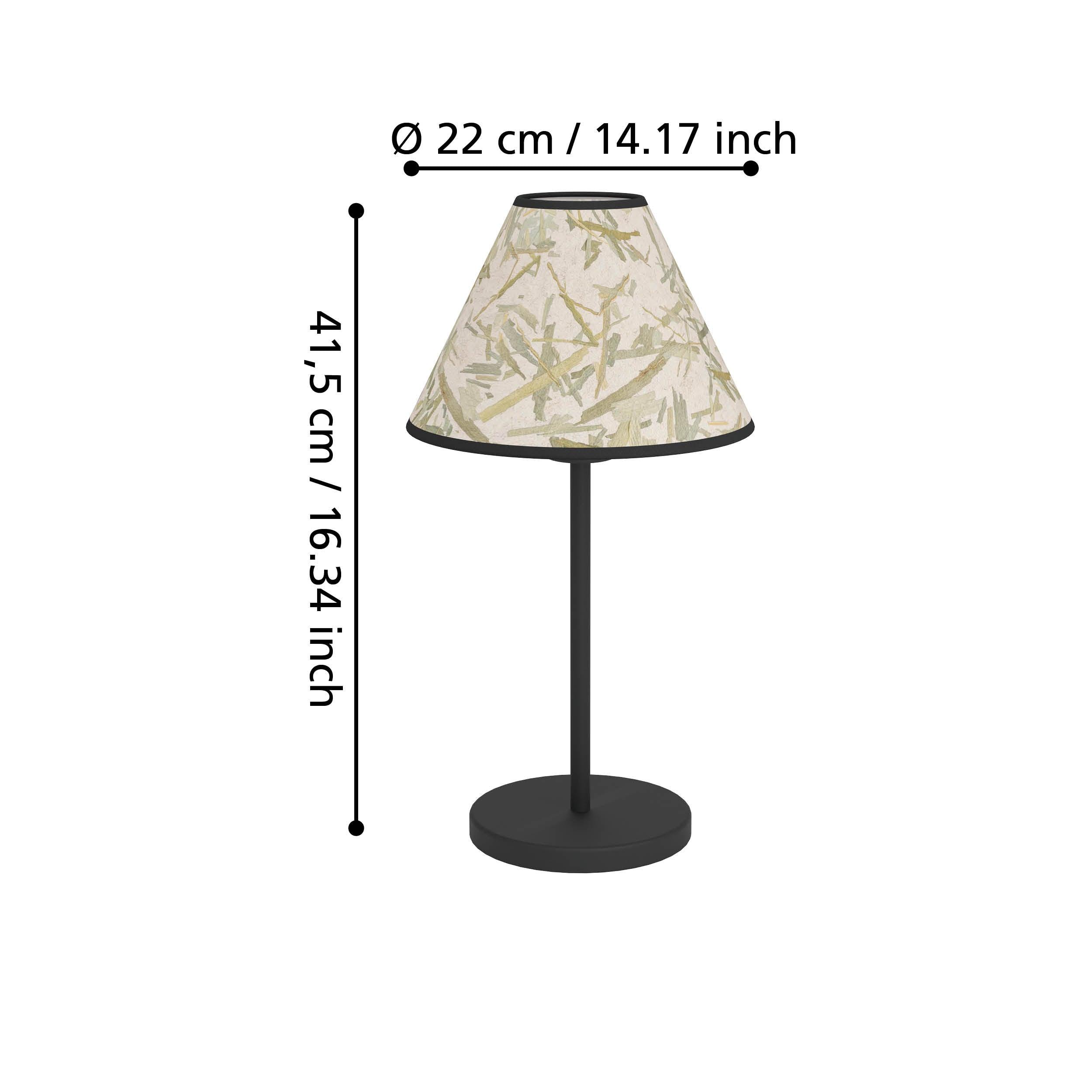 eglo oxpark black metal table lamp funnel shaped fabric shade kitchen lighting 