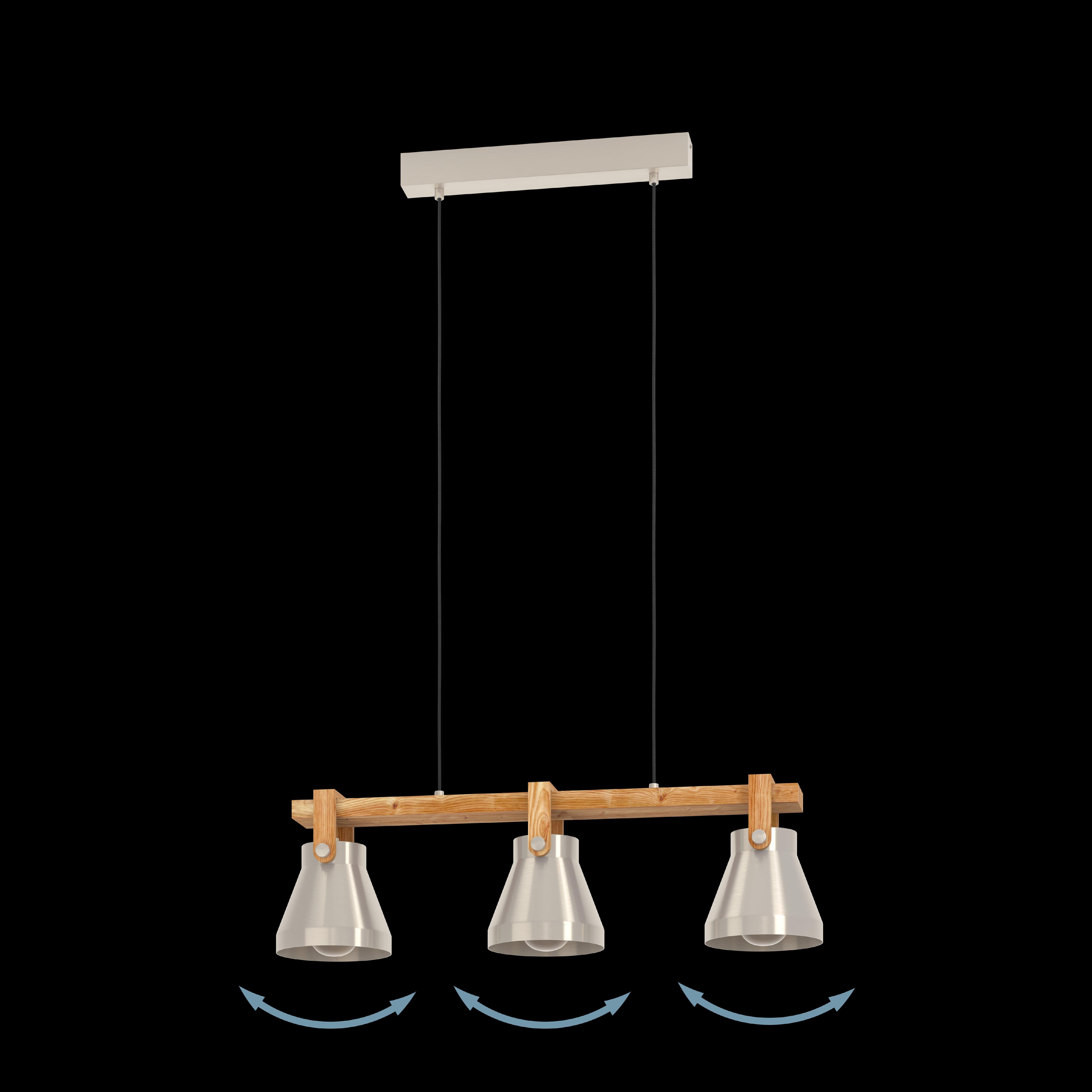 eglo cawton 3 light silver wooden ceiling pendant kitchen lighting 
