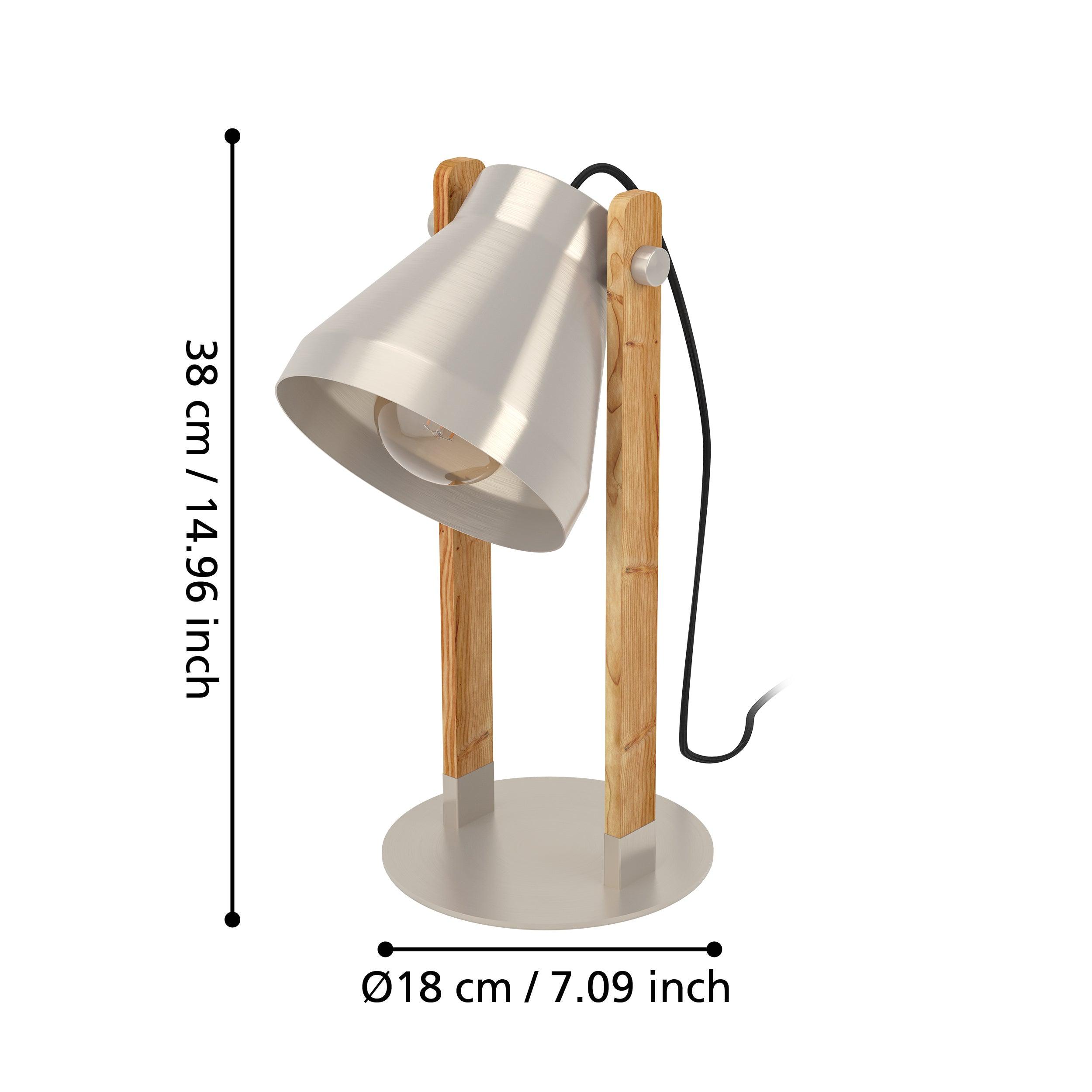 eglo cawton rustic wood steel table lamp living room close up