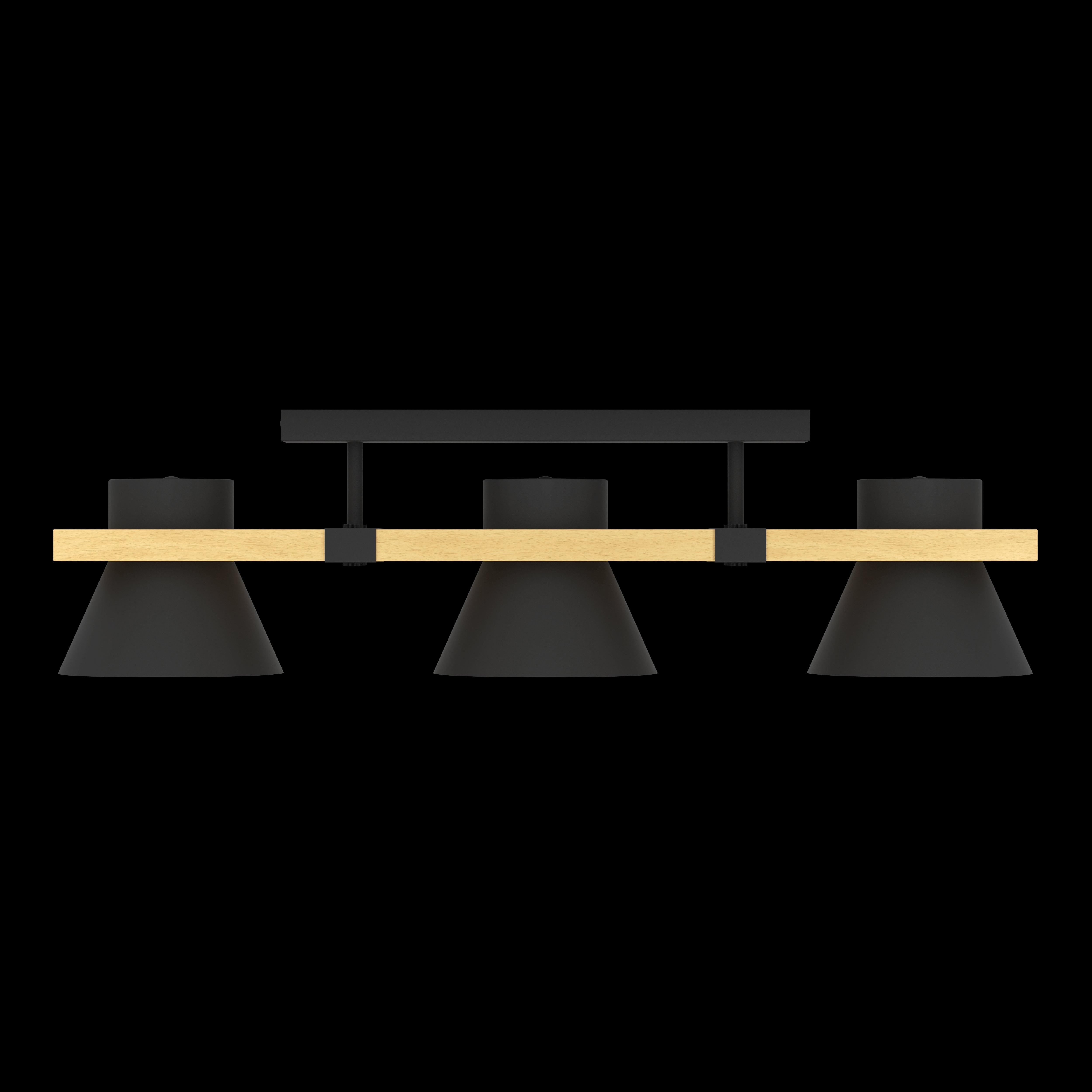 eglo maccles flush 3 light wood black metal ceiling light living room image