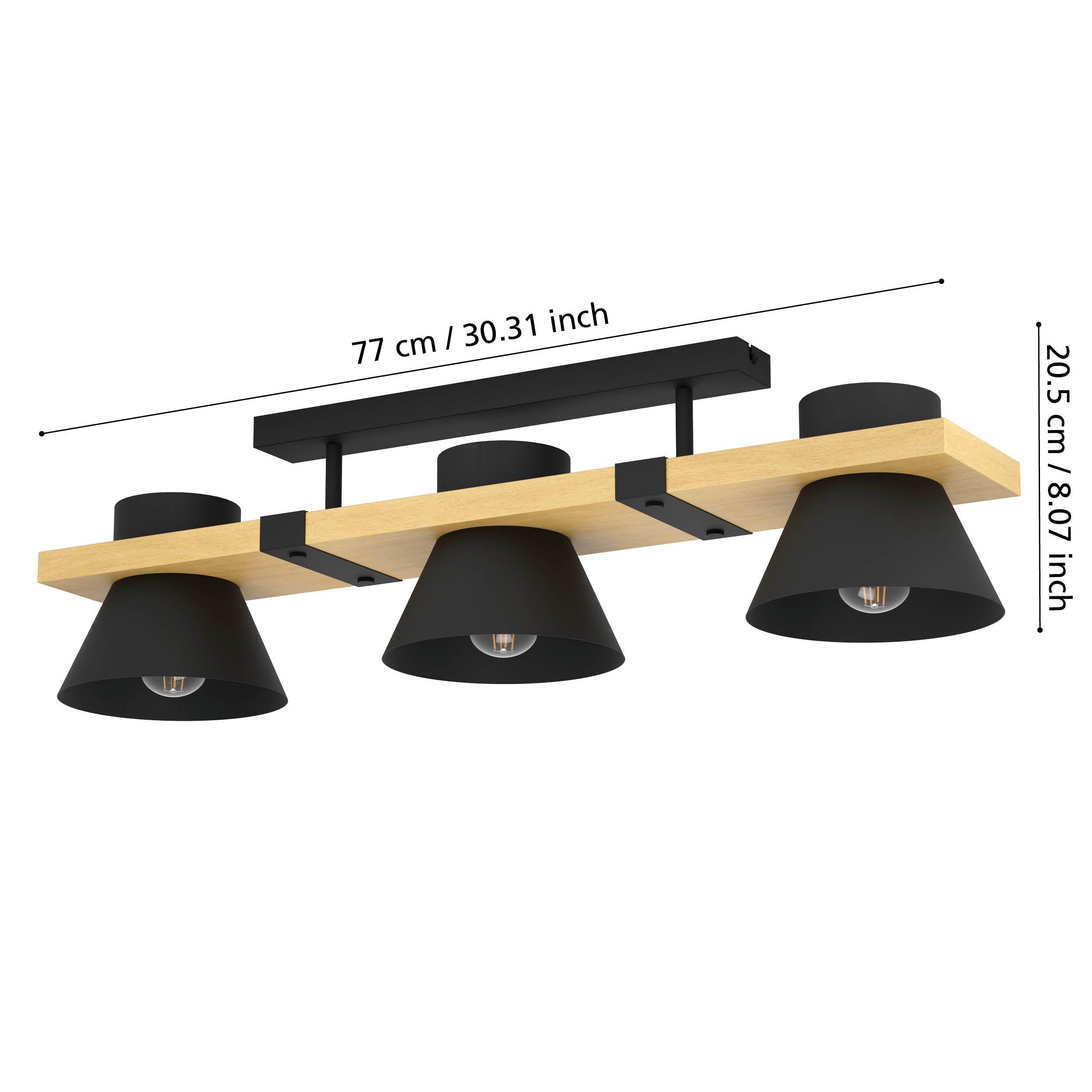 eglo maccles flush 3 light wood black metal ceiling light kitchen lighting 