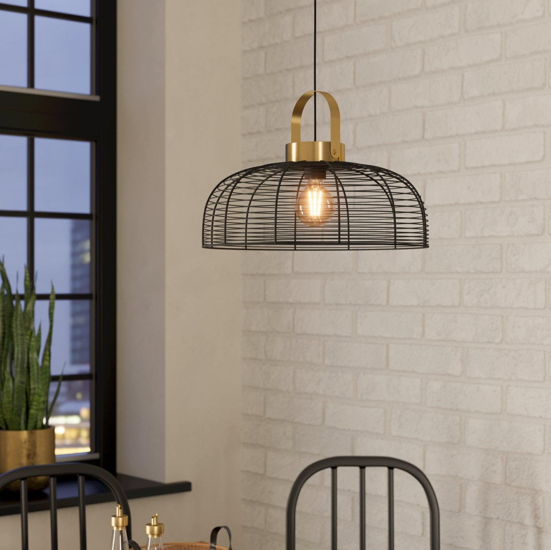 eglo roundham brass black steel wire ceiling pendant 45cm