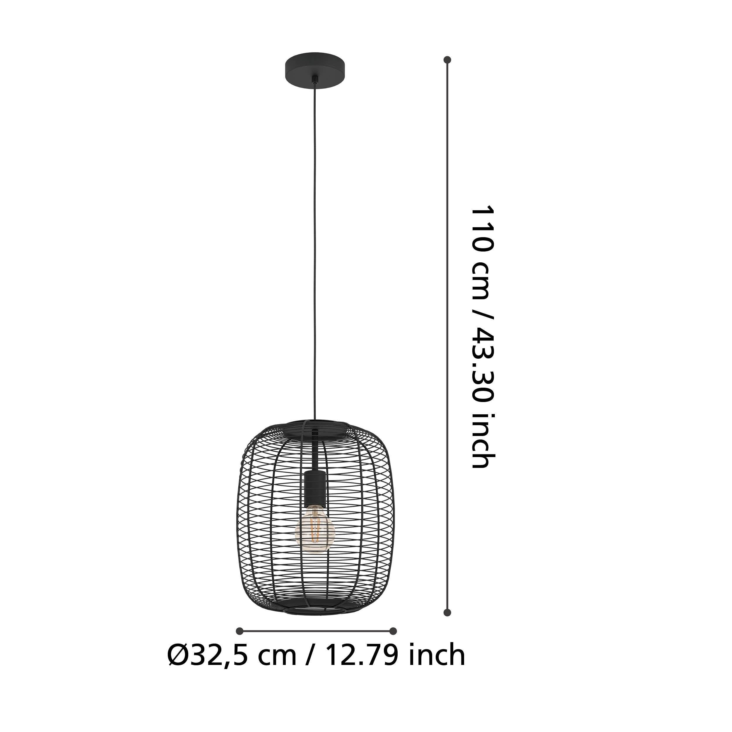 eglo rinroe cylindrical industrial black wire ceiling pendant Kitchen Lighting Close Up