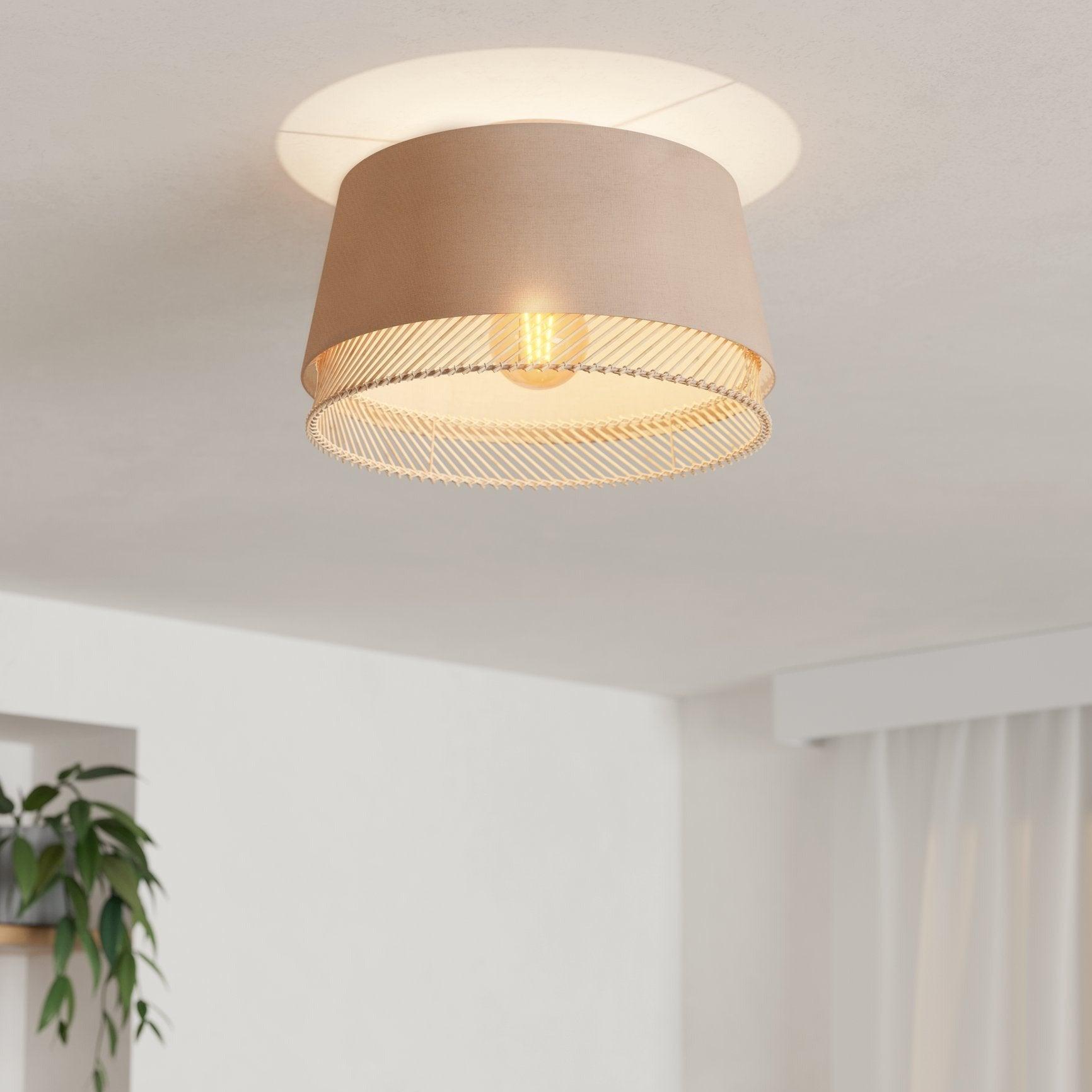 eglo tabley flush wood fabric ceiling light
