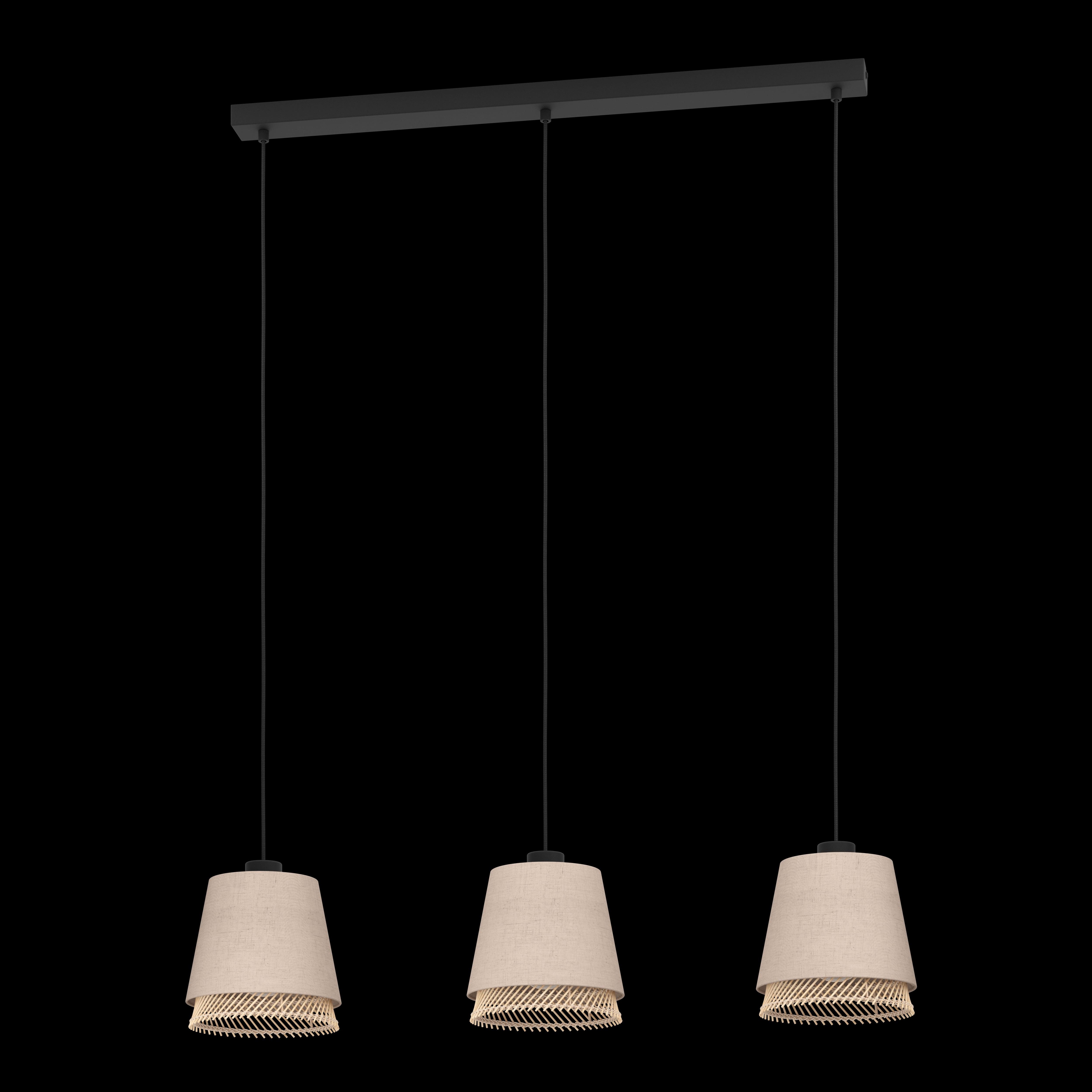 eglo tabley 3 light linen bamboo ceiling pendant living room close up
