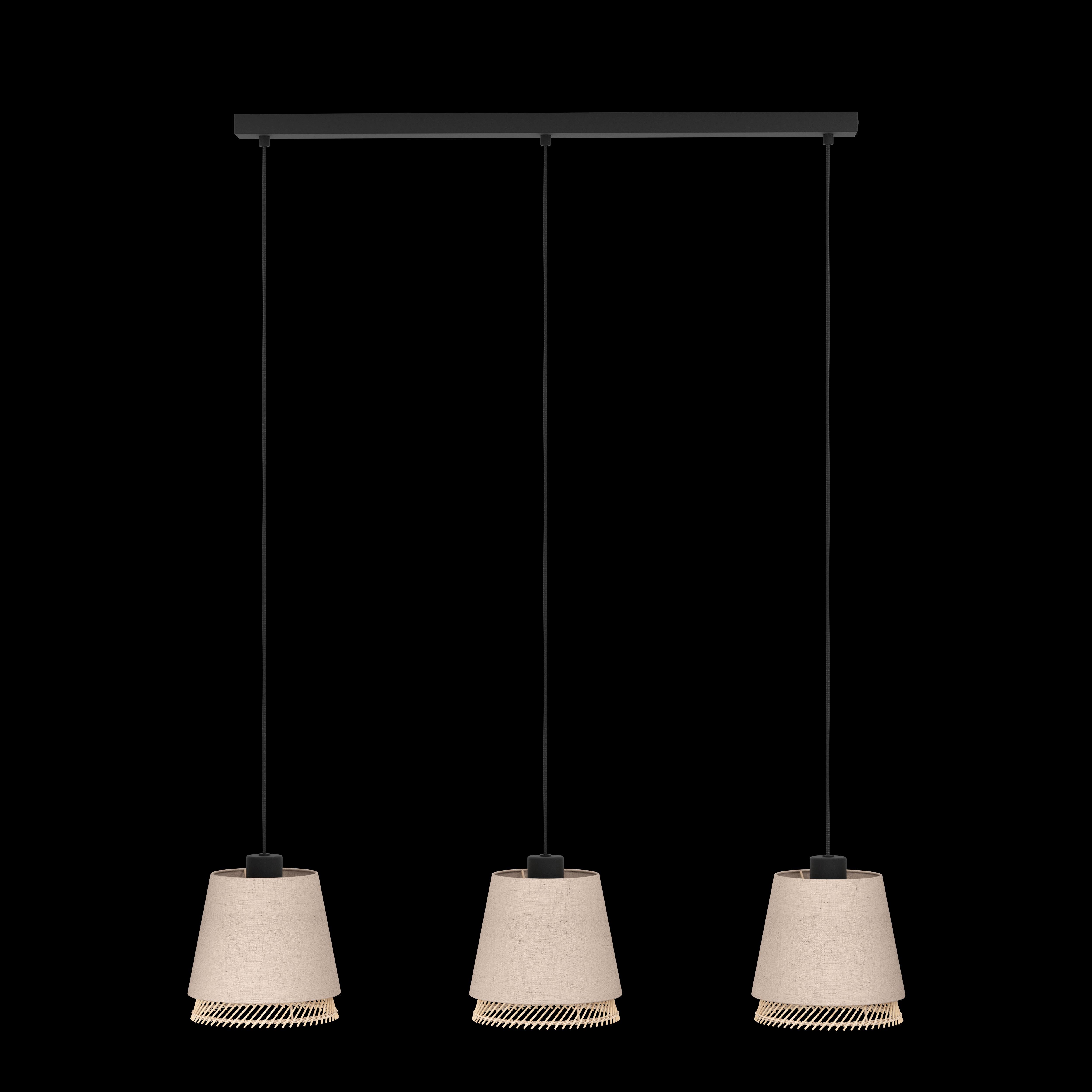 eglo tabley 3 light linen bamboo ceiling pendant living room image