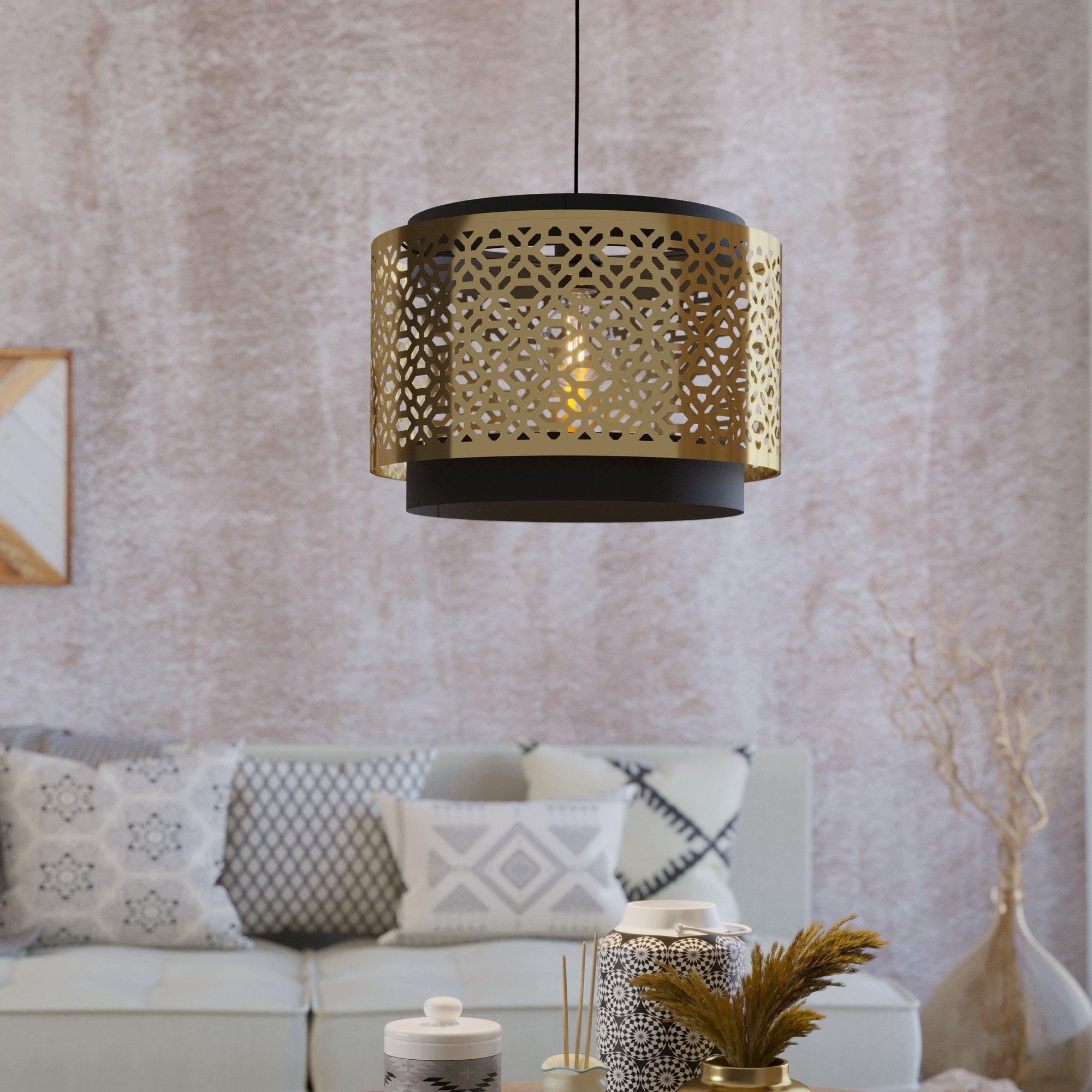 eglo sandbach gold black round ceiling pendant