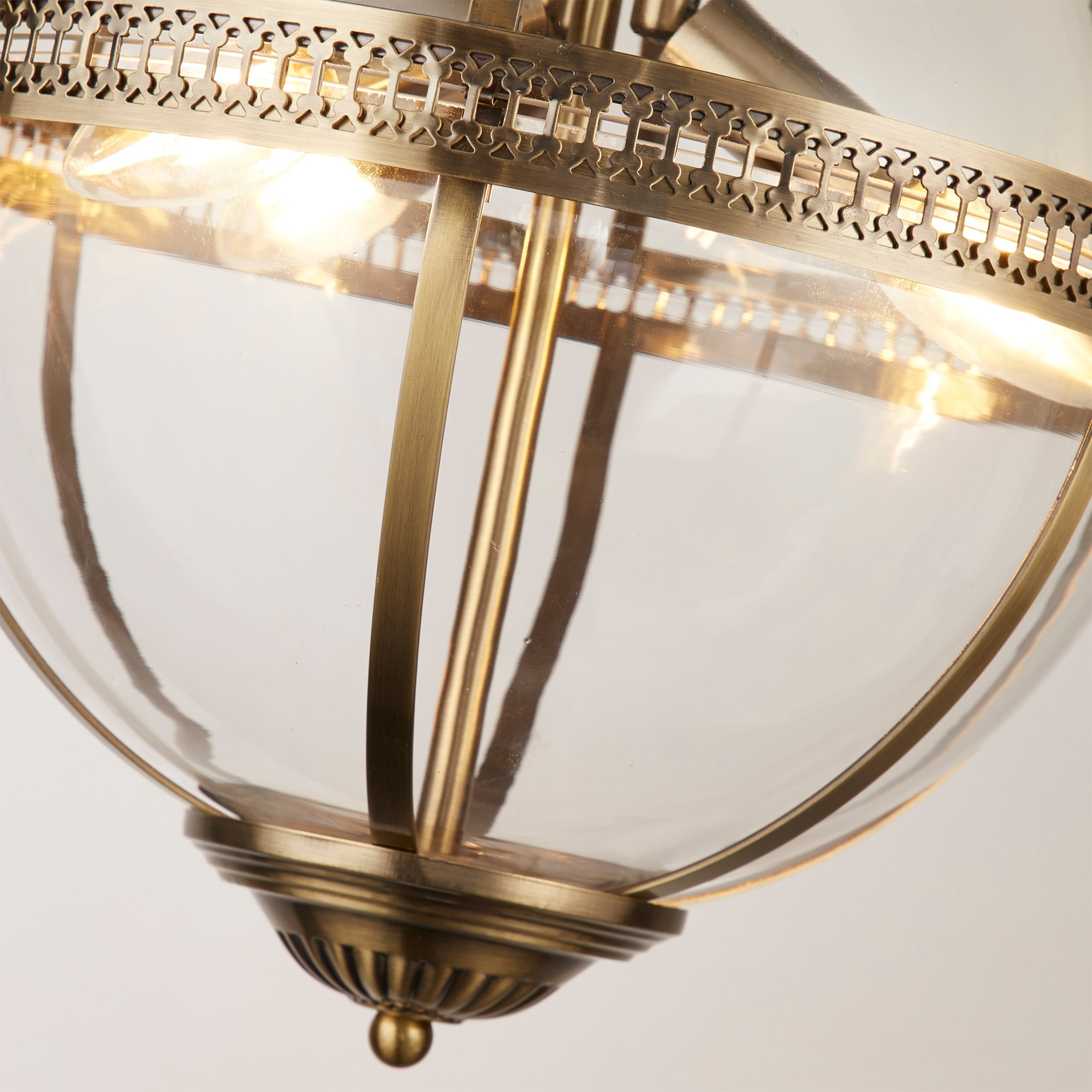 Searchlight Coronet 3 Light Brass & Glass Pendant