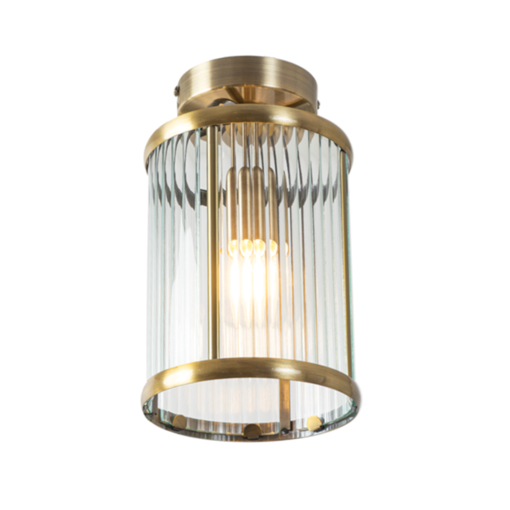 Fern Antique Brass Flush Hallway Ceiling Light-OPEN-BOX-50-04-09-26