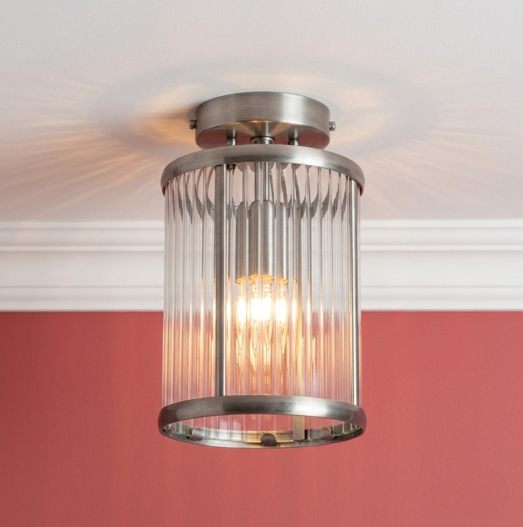 Fern Antique Chrome Hallway Flush Light