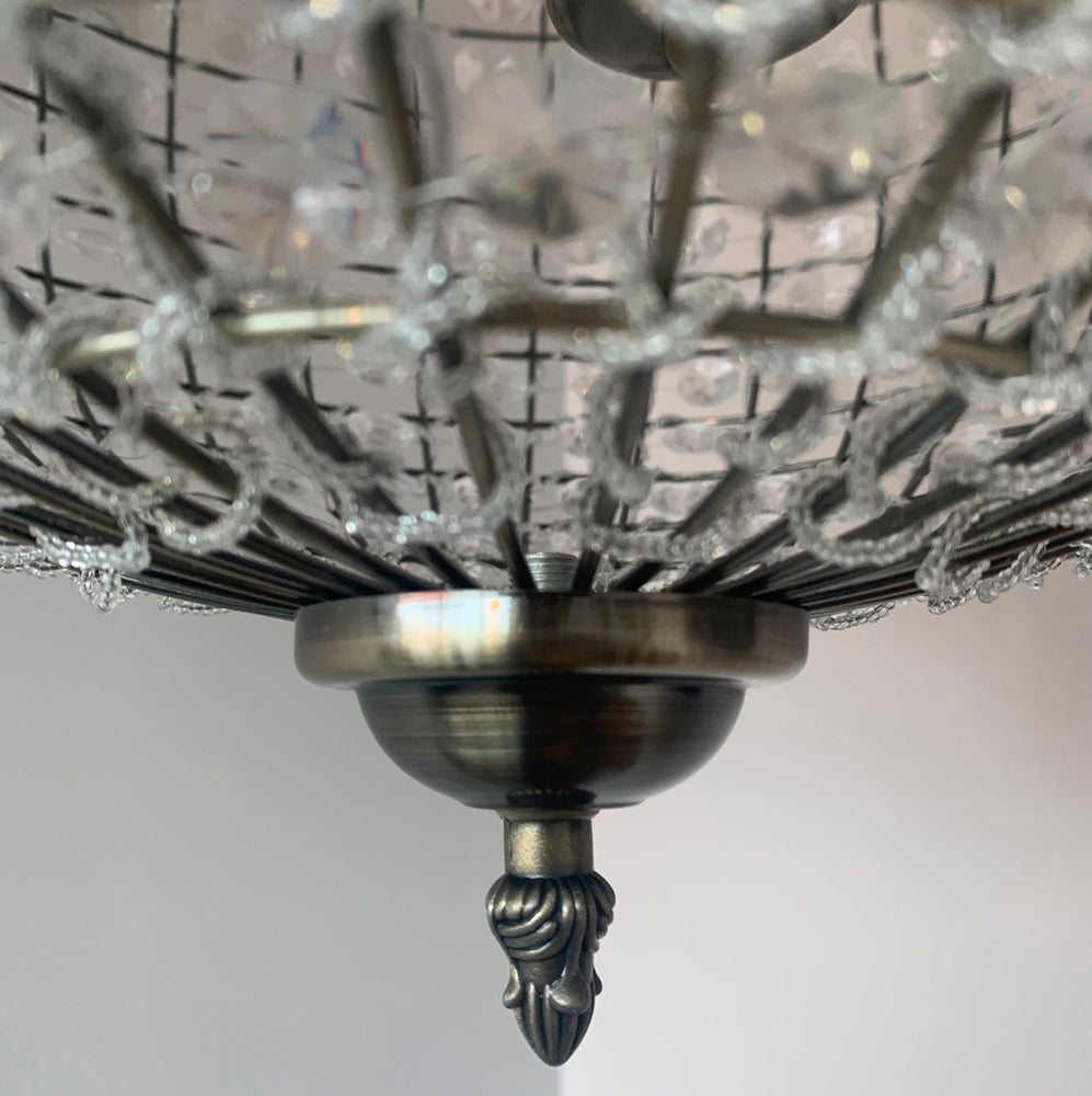 Ballon 3 Light Antique Brass & Crystal Globe Pendant  - 45cm-OB-180926