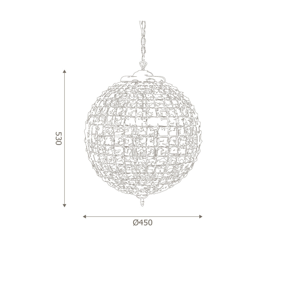 Ballon Antique Chrome & Acrylic Beaded Pendant - 45cm