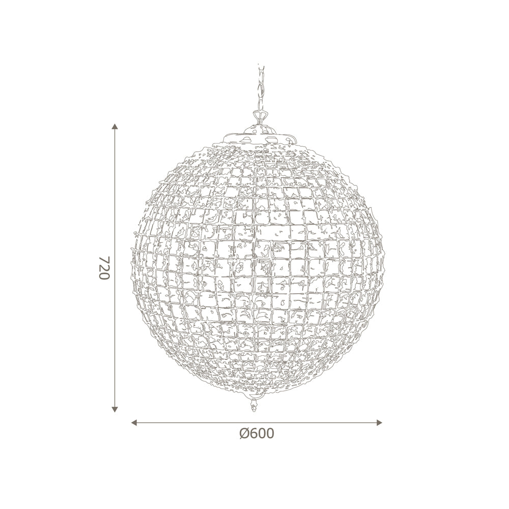 Ballon Antique Chrome & Acrylic Beaded Pendant - 60cm