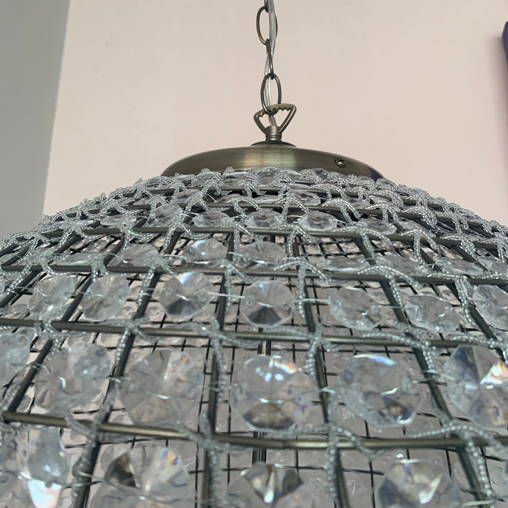 Ballon Antique Chrome & Acrylic Beaded Pendant - 60cm