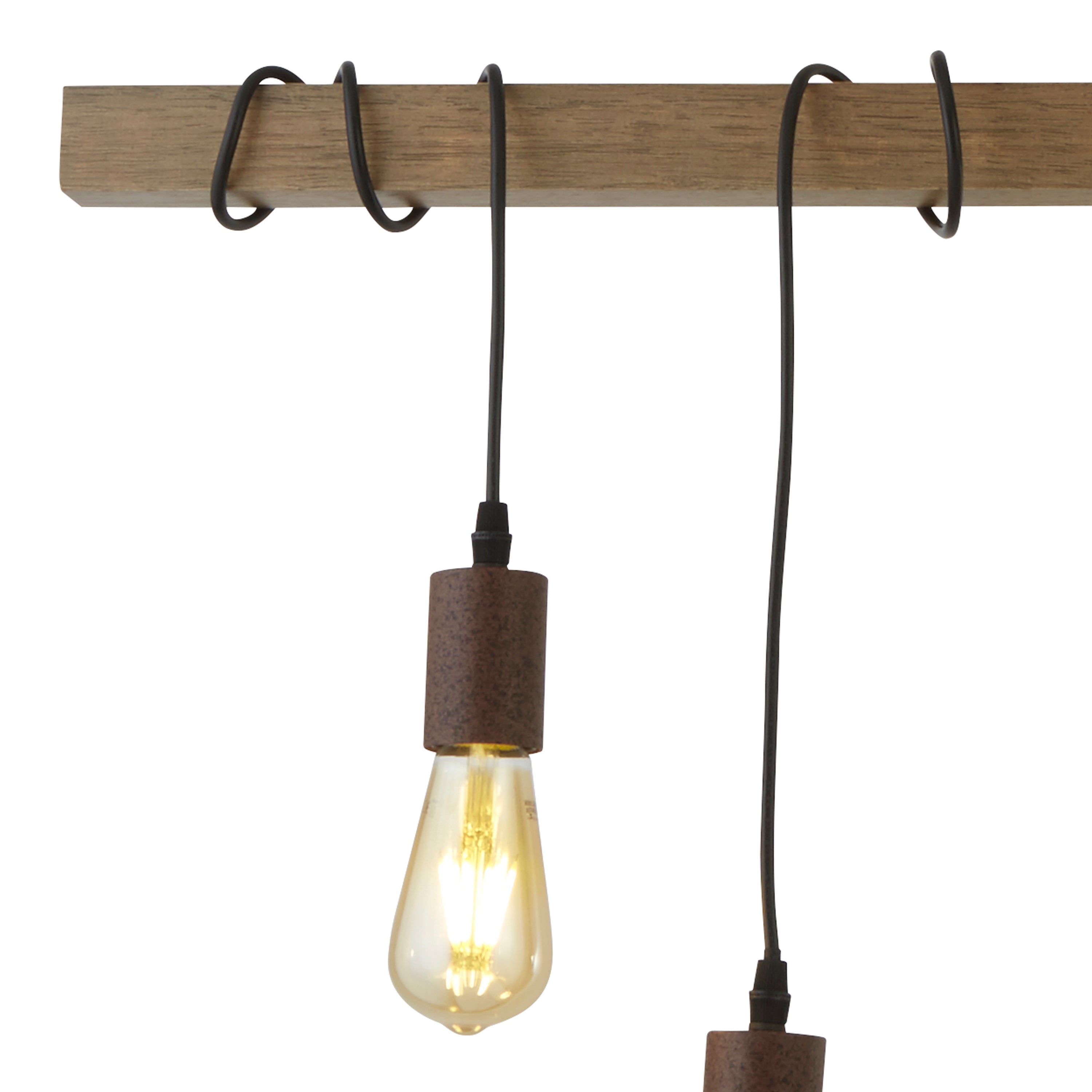 Searchlight Barn 6 Light Black & Wood Bar Pendant