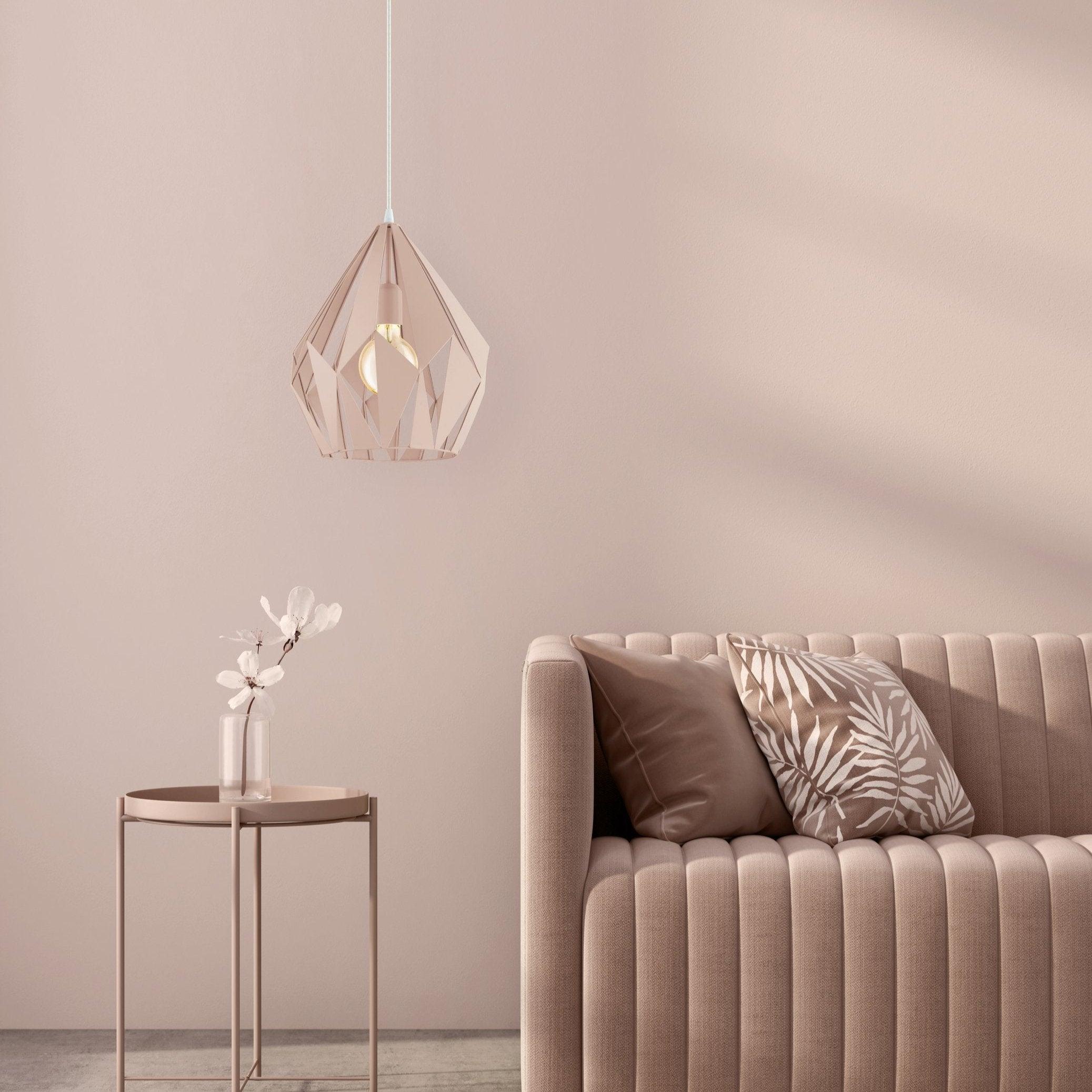 eglo carlton p diamond shaped apricot steel ceiling pendant