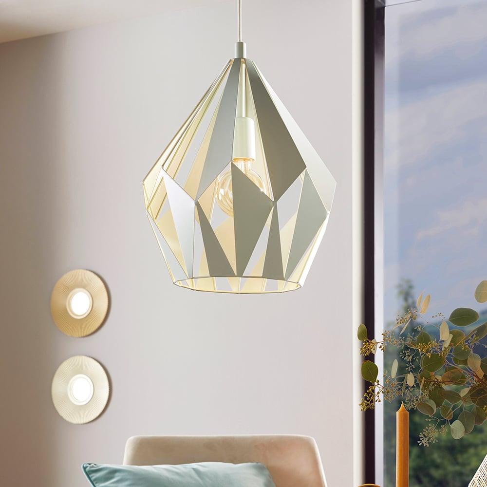 eglo carlton p diamond shaped mint steel ceiling pendant living room image