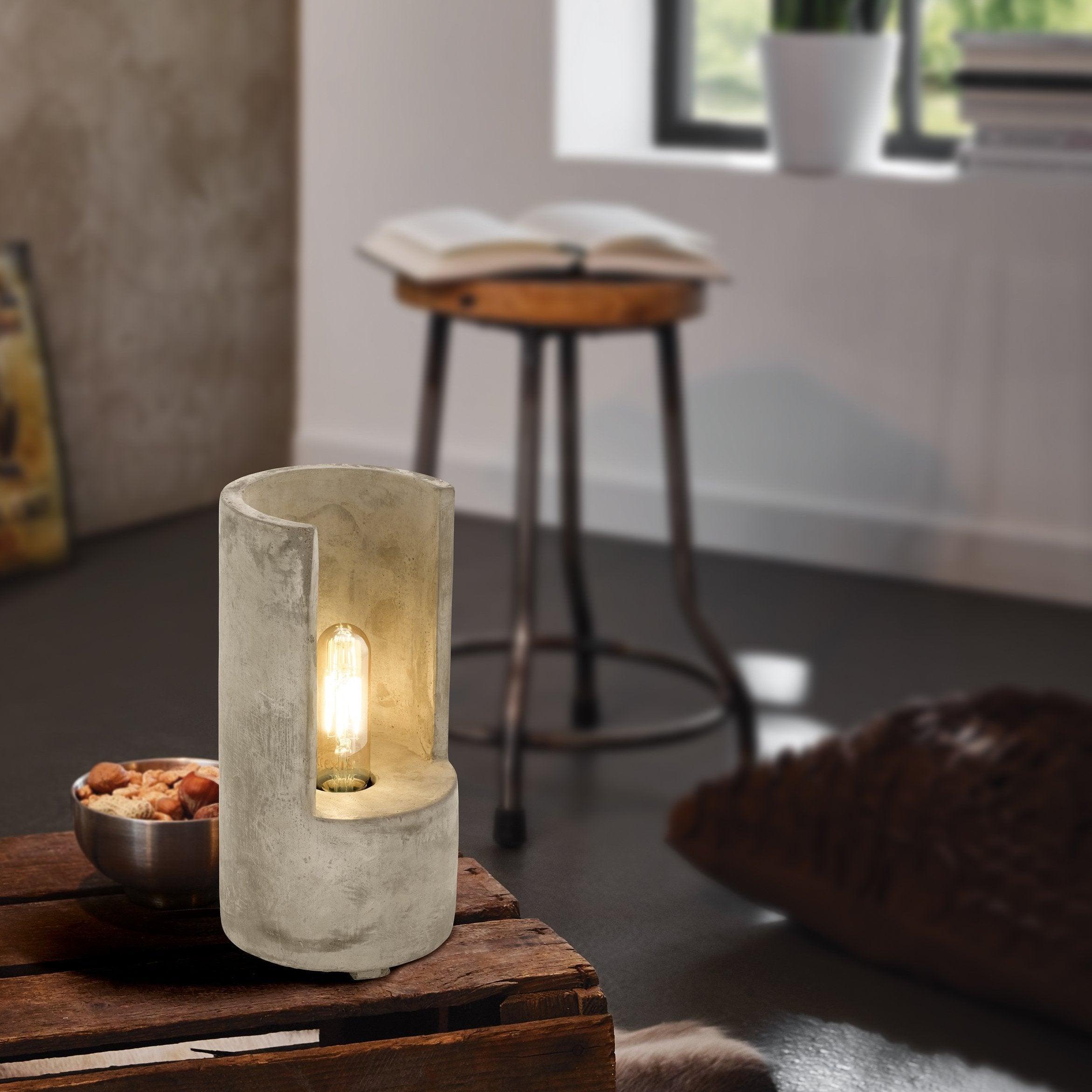eglo lynton grey concrete table lamp living room close up
