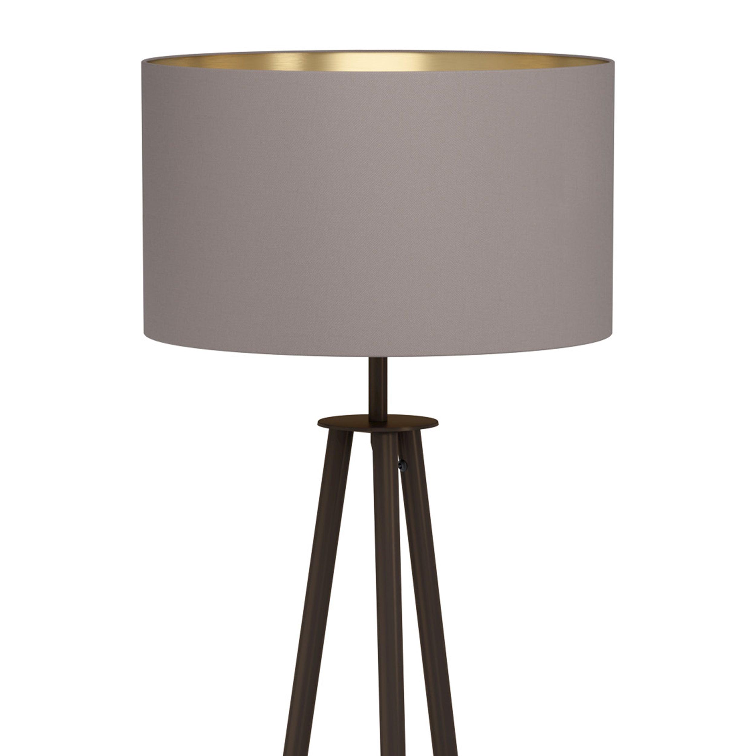 eglo bidford wood black tripod floor lamp brown fabric shade Kitchen Lighting Close Up