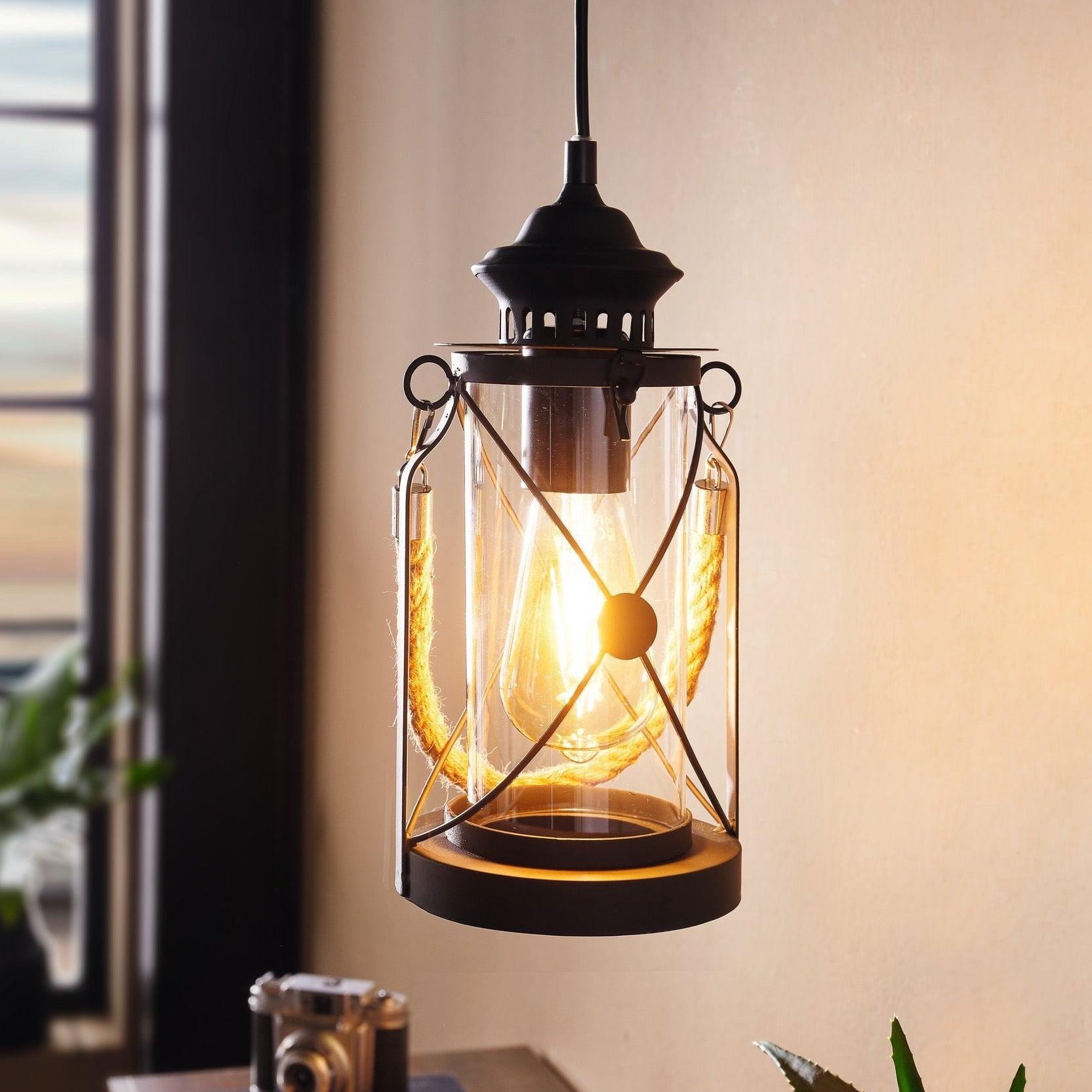 eglo bradford lantern style black ceiling pendant living room image