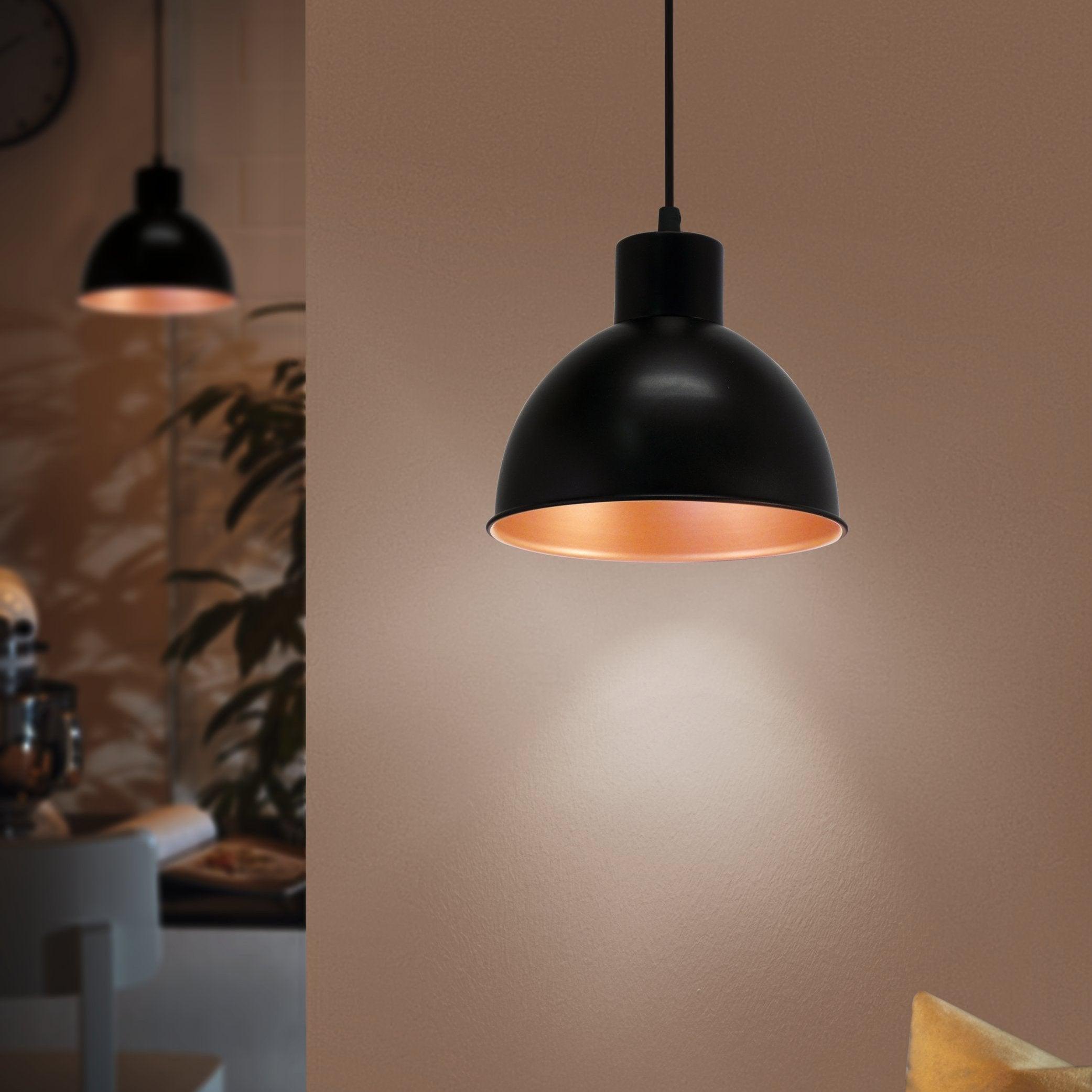 Eglo Truro 1 Conical Black & Copper Ceiling Pendant-warehouse-40