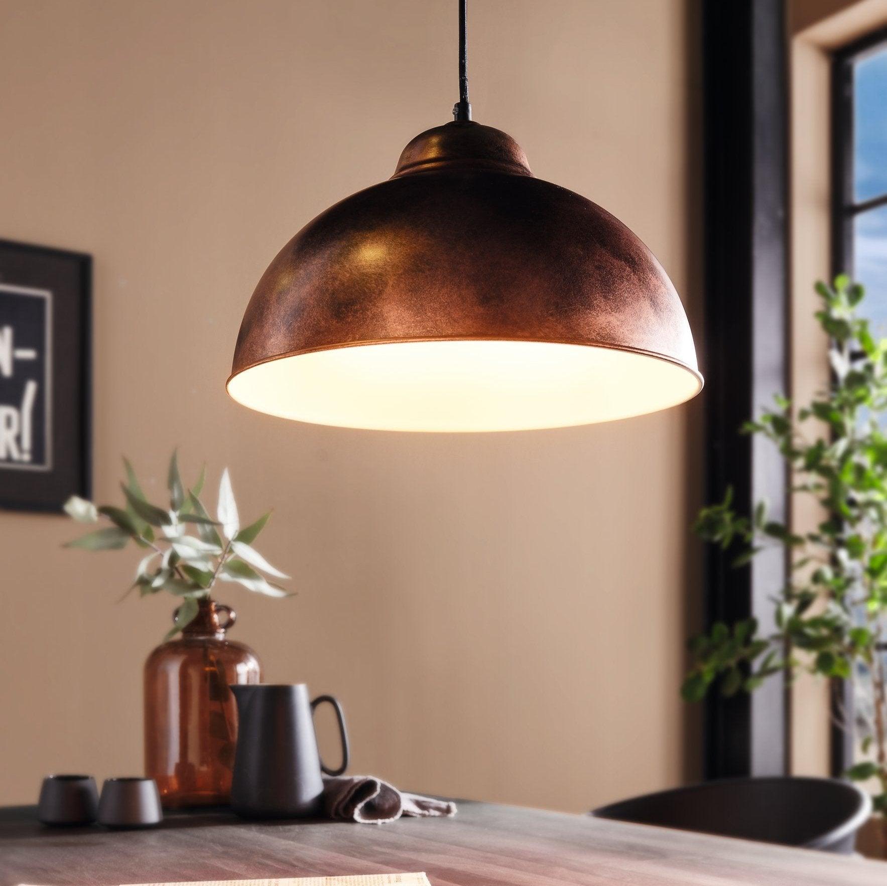 eglo truro 2 conical metal antique copper ceiling pendant 37cm