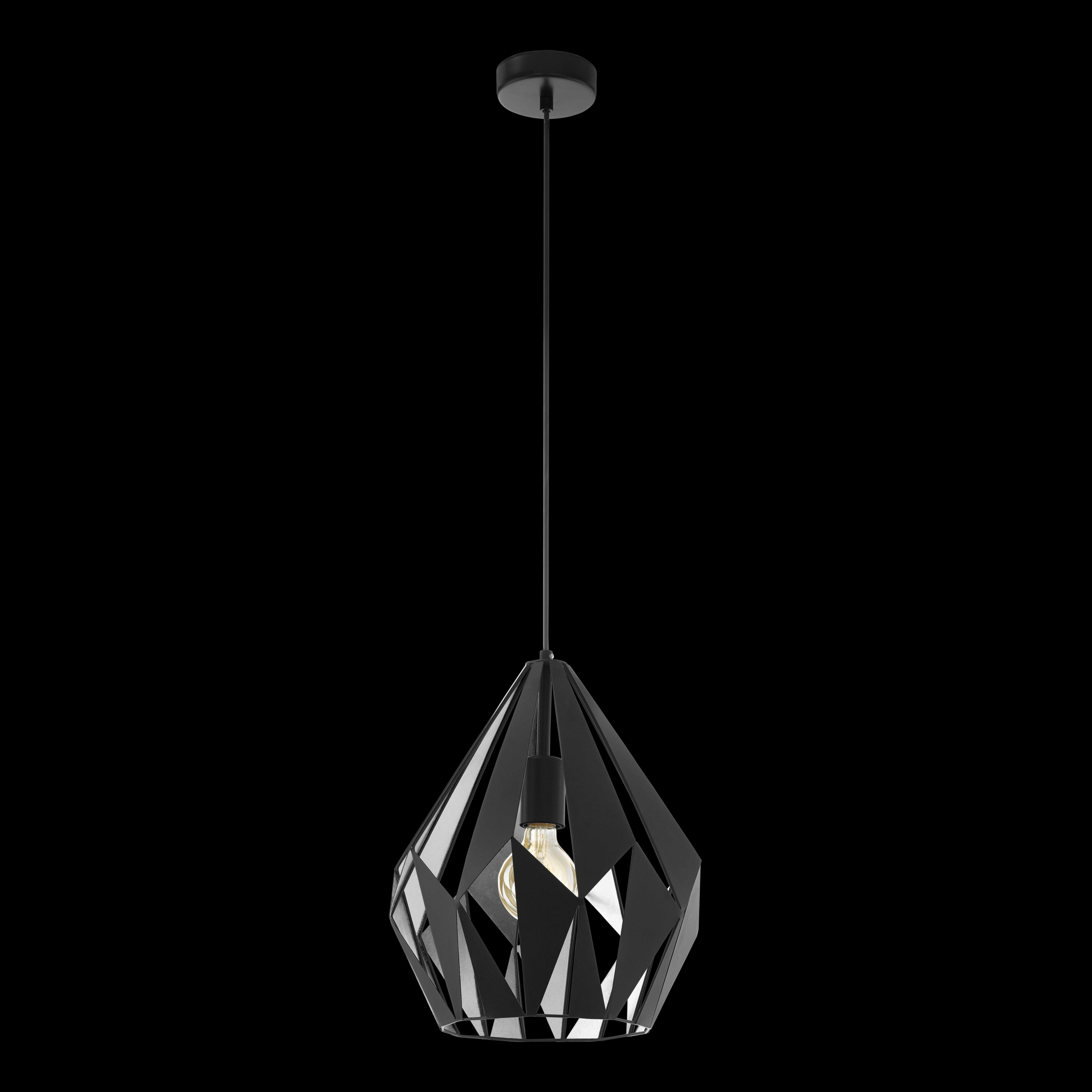 eglo carlton 1 black silver diamond shaped ceiling pendant living room image