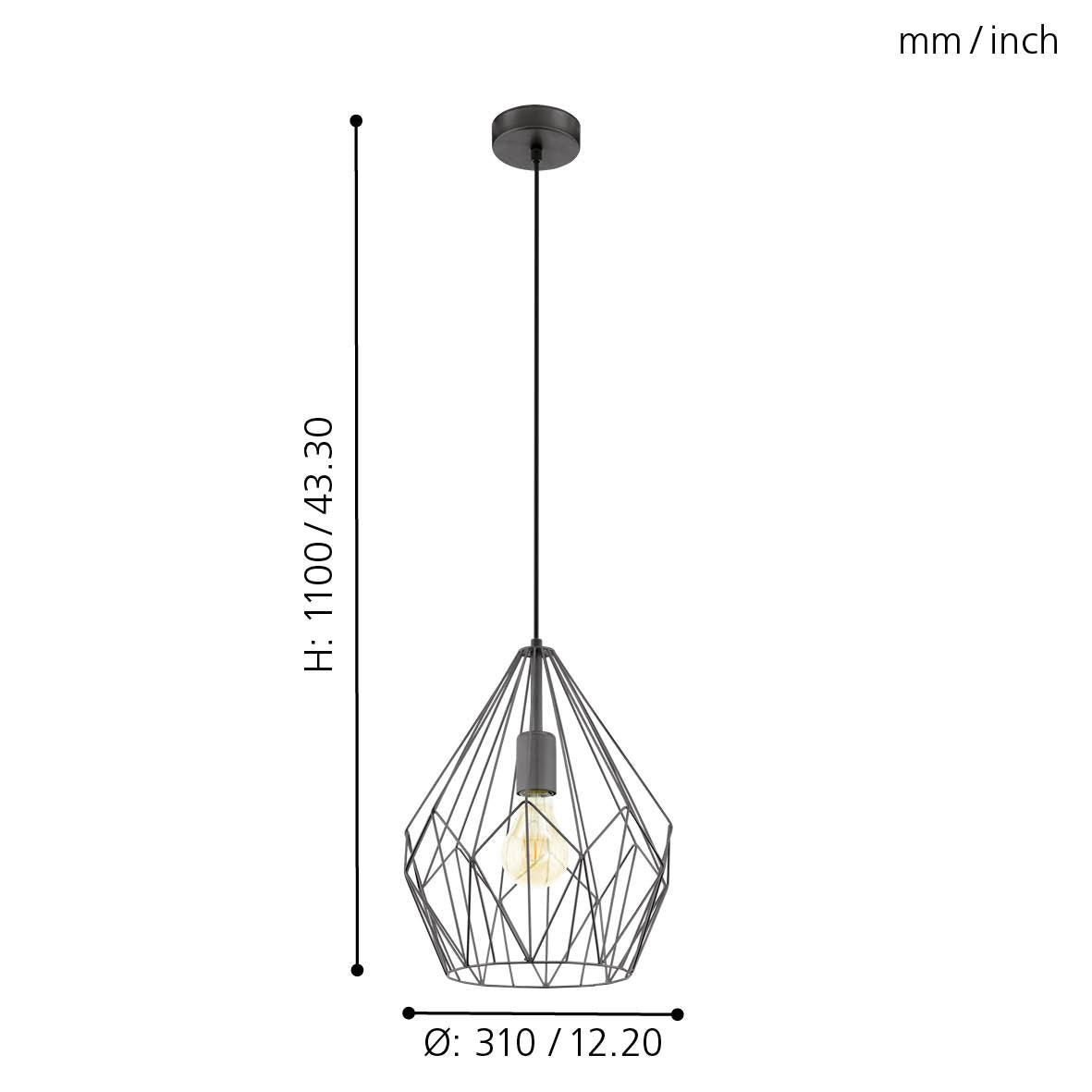 eglo carlton black diamond shaped wire caged ceiling pendant kitchen lighting 