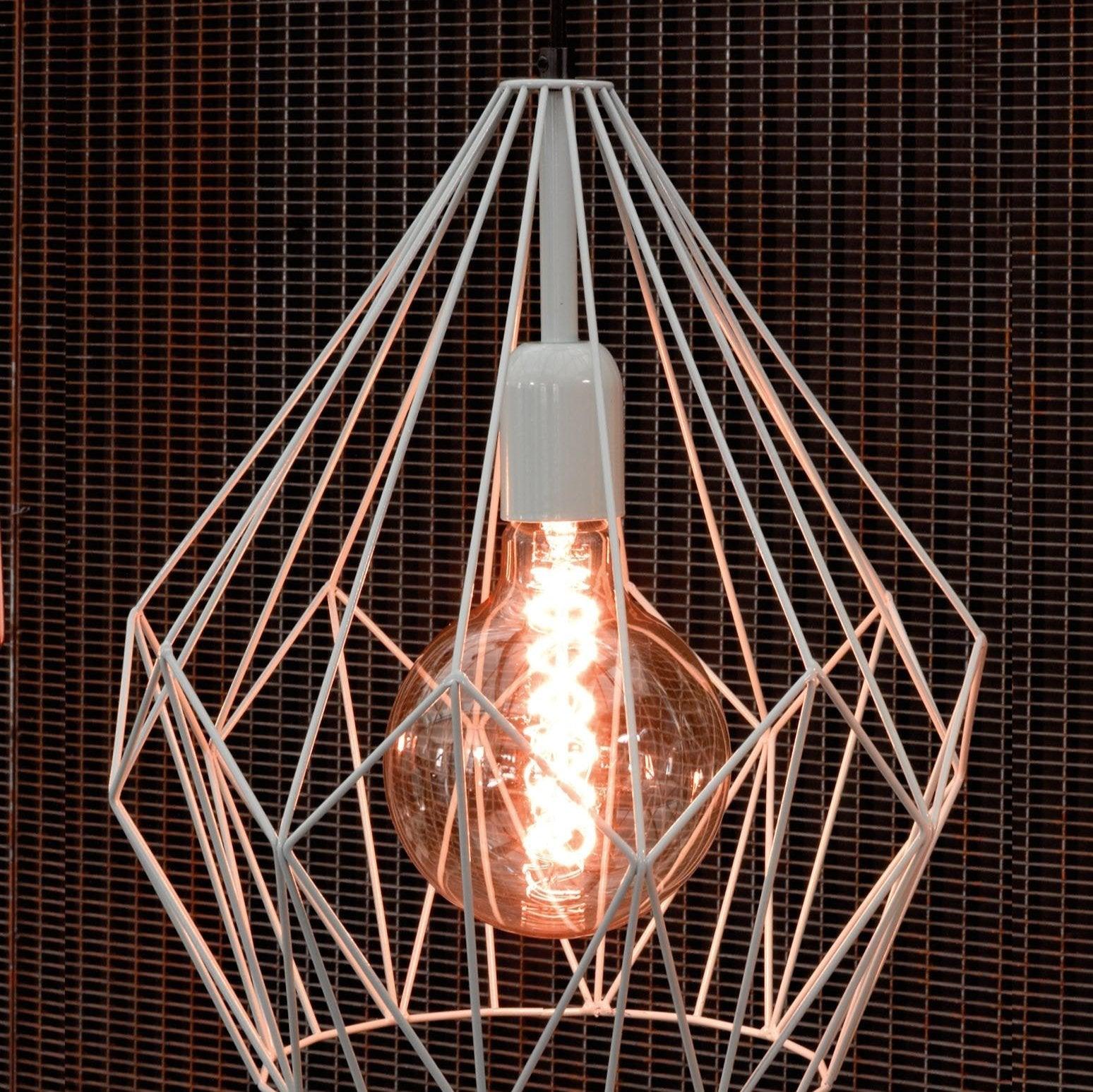 eglo carlton mint diamond shaped wire caged ceiling pendant Hallway Lighting Close up