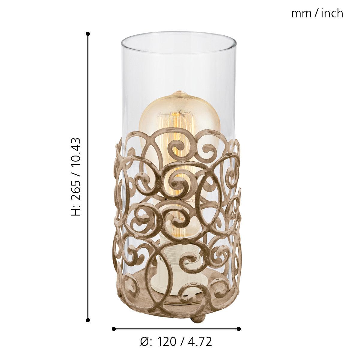 eglo cardigan clear glass brown metal table lamp hallway lighting 