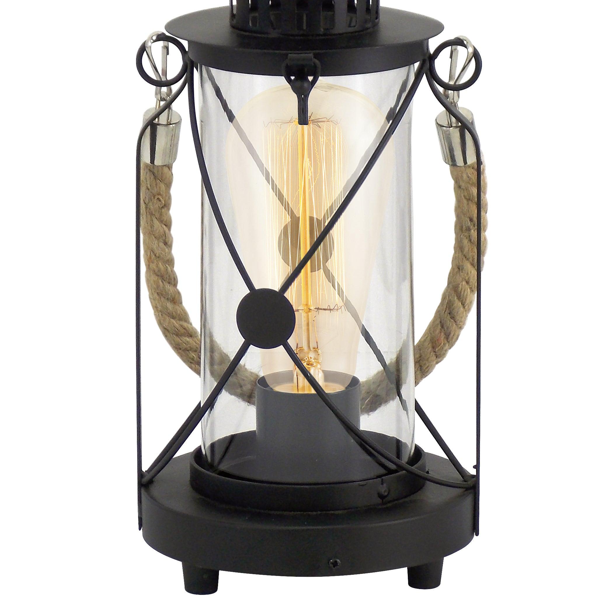 eglo bradford black lantern design table lamp hallway lighting 