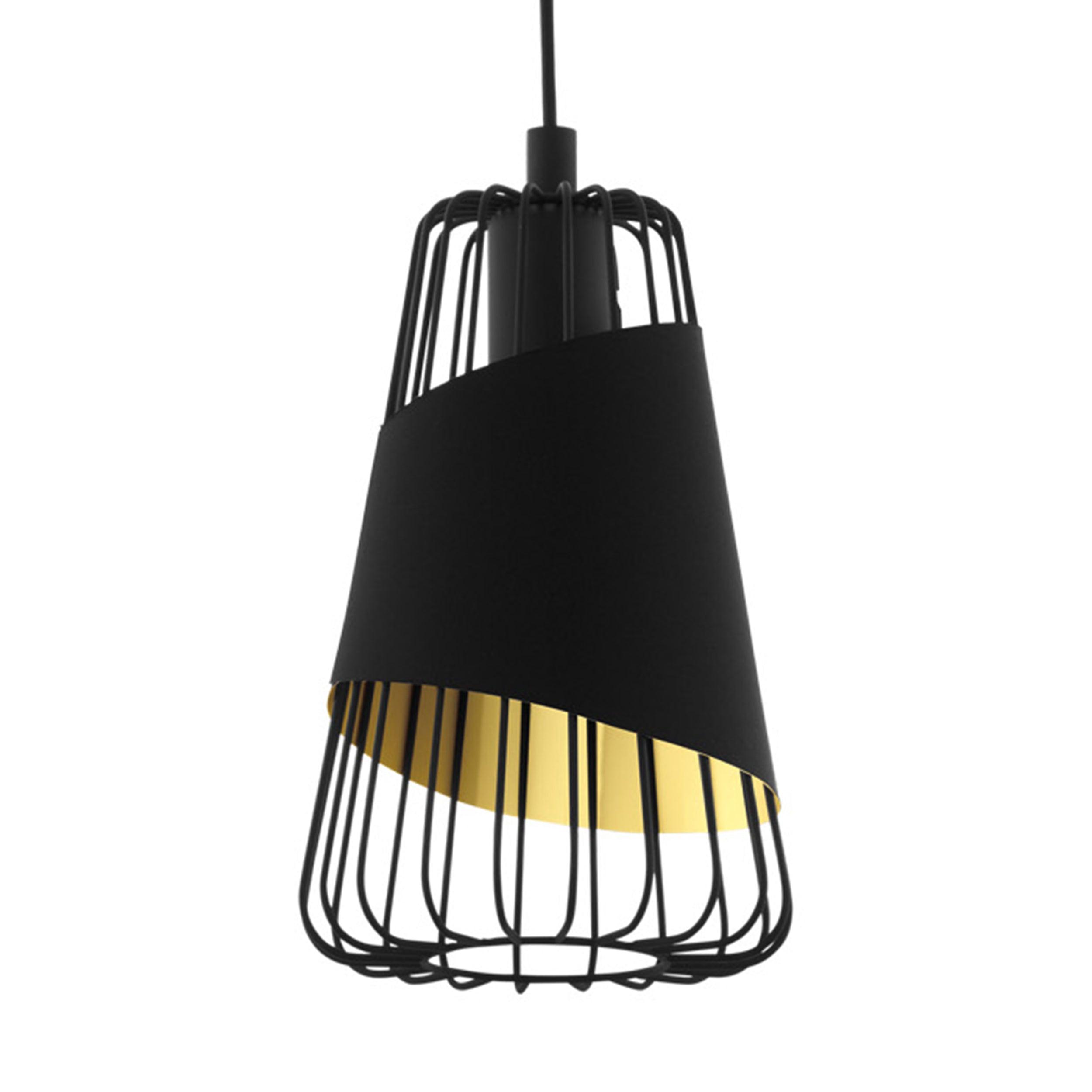 eglo austell black gold lined wire framed ceiling pendant Kitchen Lighting Close Up