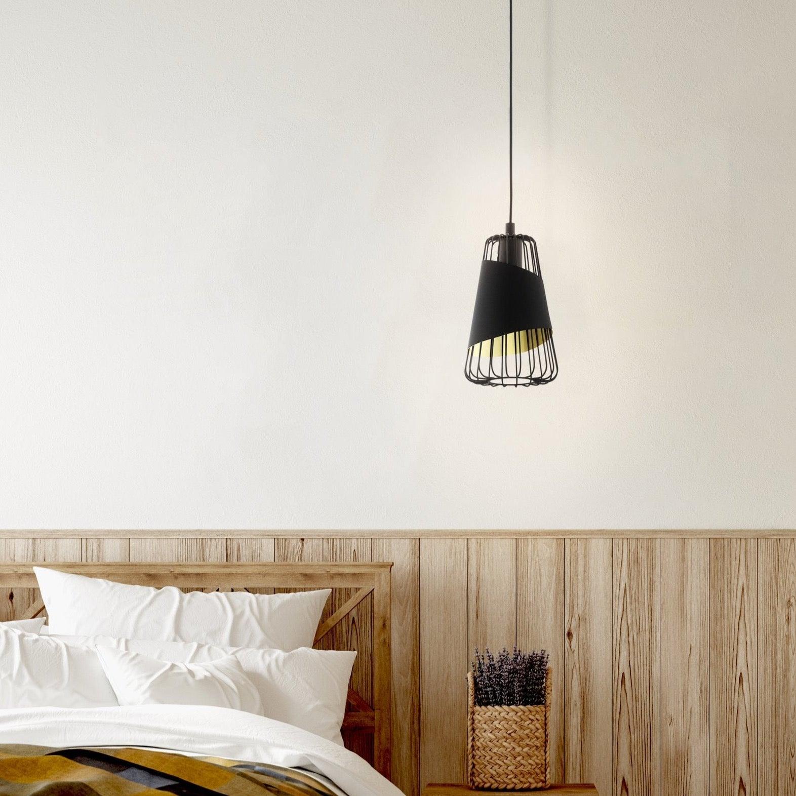 eglo austell black gold lined wire framed ceiling pendant